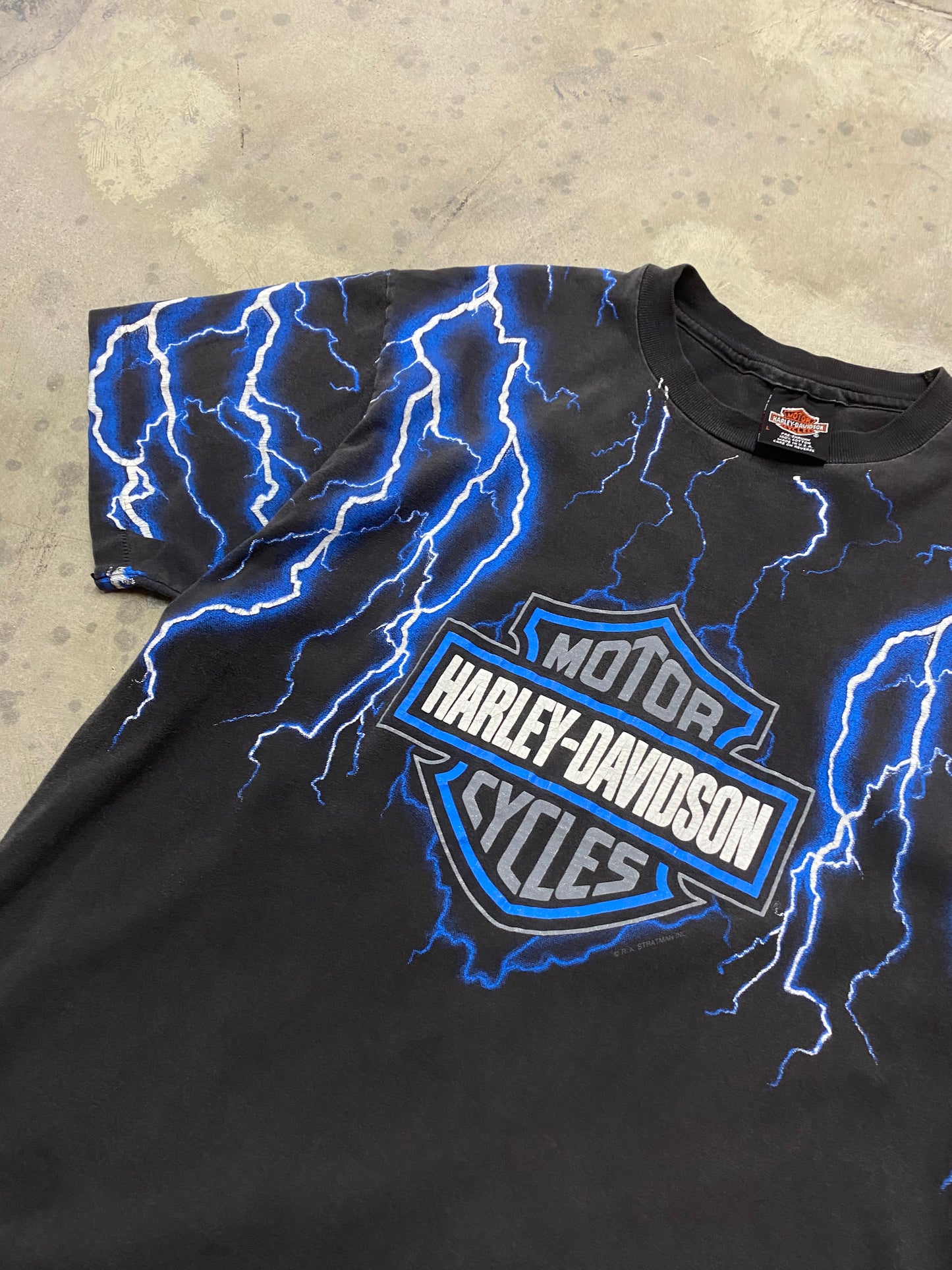 Vintage Harley Lightning Blue Thunder Size Large