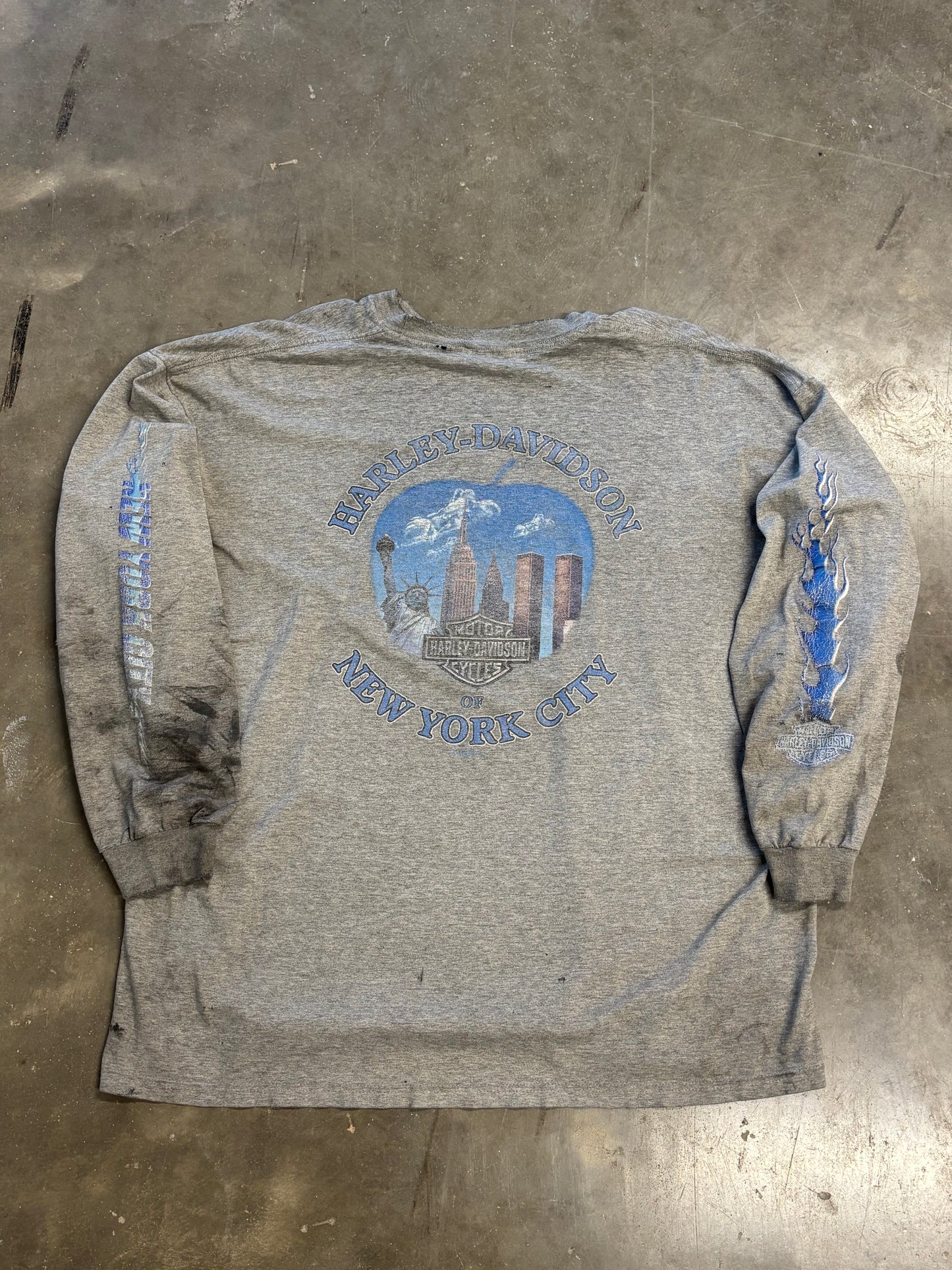 Vintage Harley Davidson Thrashed NYC Twin Towers shirt size xxl
