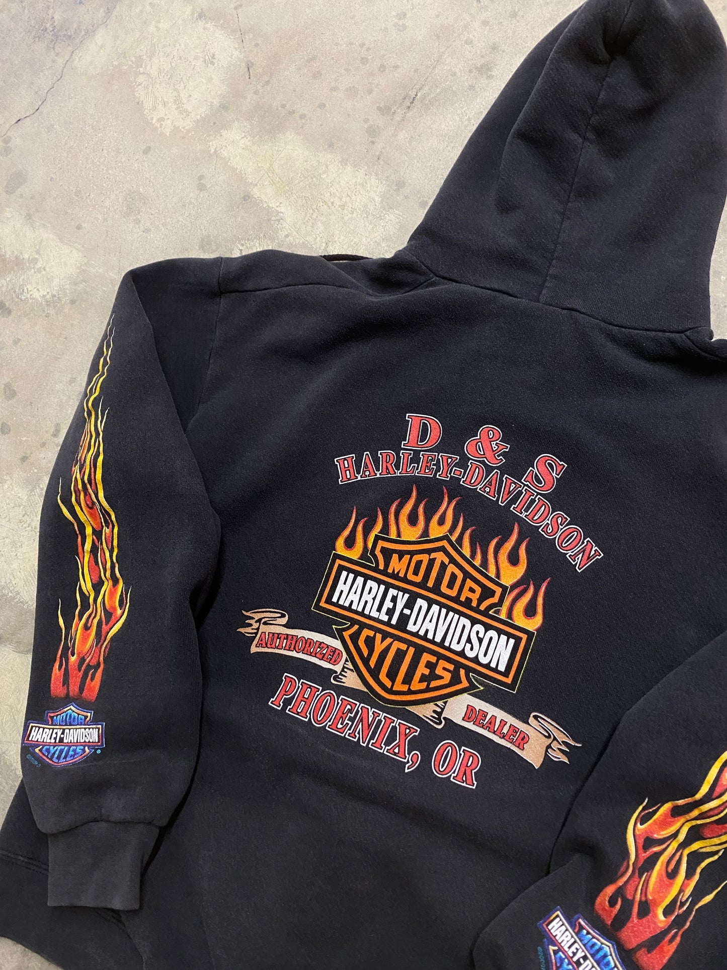 Vintage Harley Davidson flame zip hoodie size medium