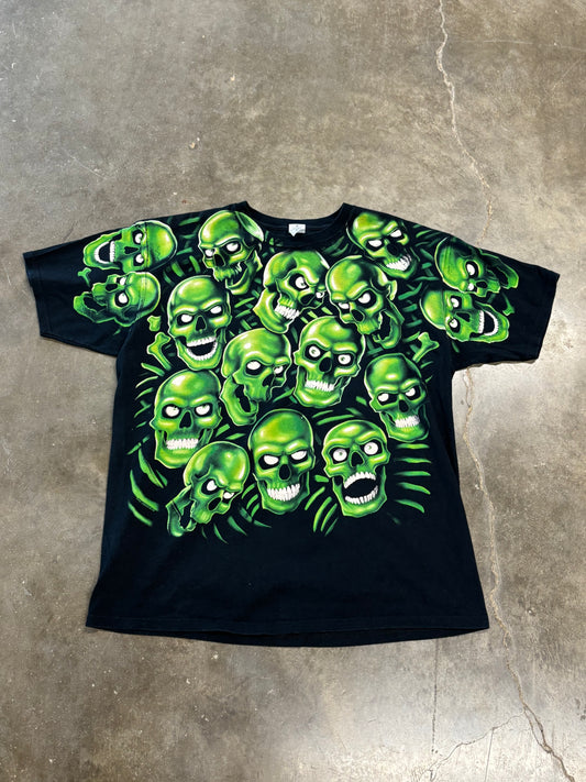 Vintage liquid blue skull pile shirt size xxl