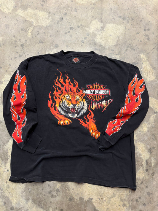 Vintage Harley Davidson Untamed Tiger longsleeve size extra large