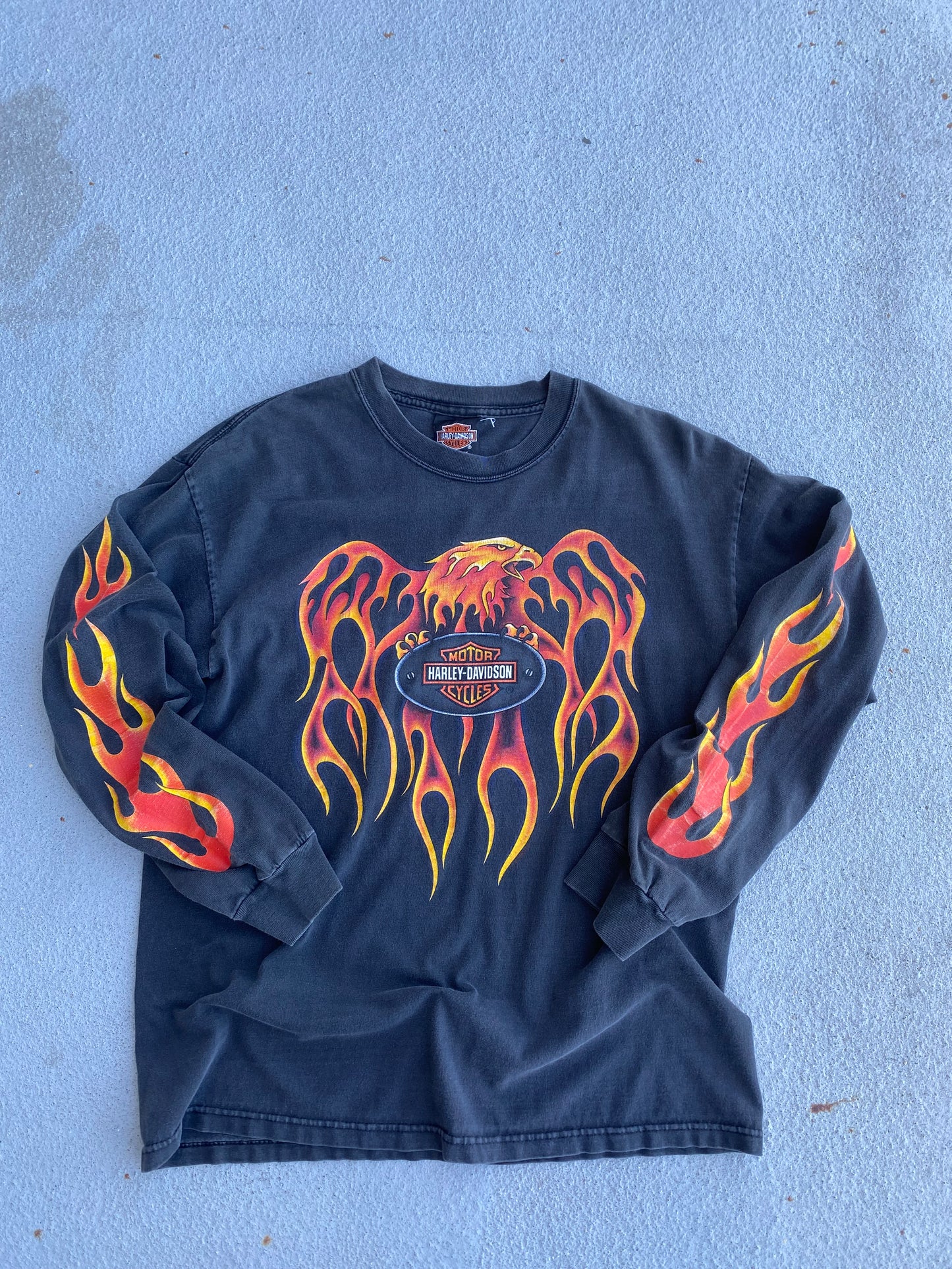 Vintage 90’s Flaming Eagle Long sleeve Harley shirt size medium