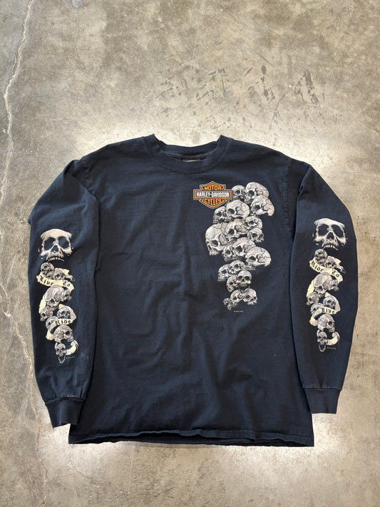 Harley Davidson skull pile long sleeve size large