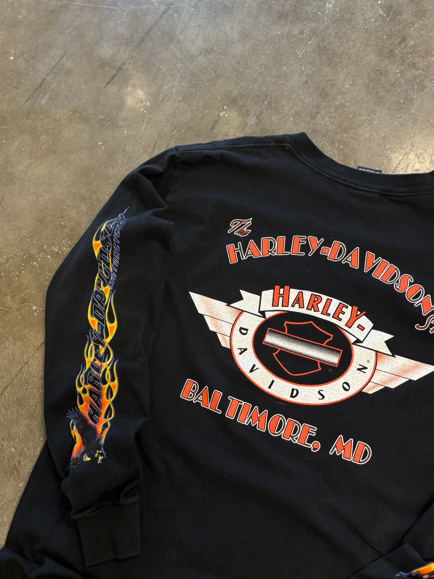 Vintage Harley Davidson Flaming Eagle long sleeve size xl