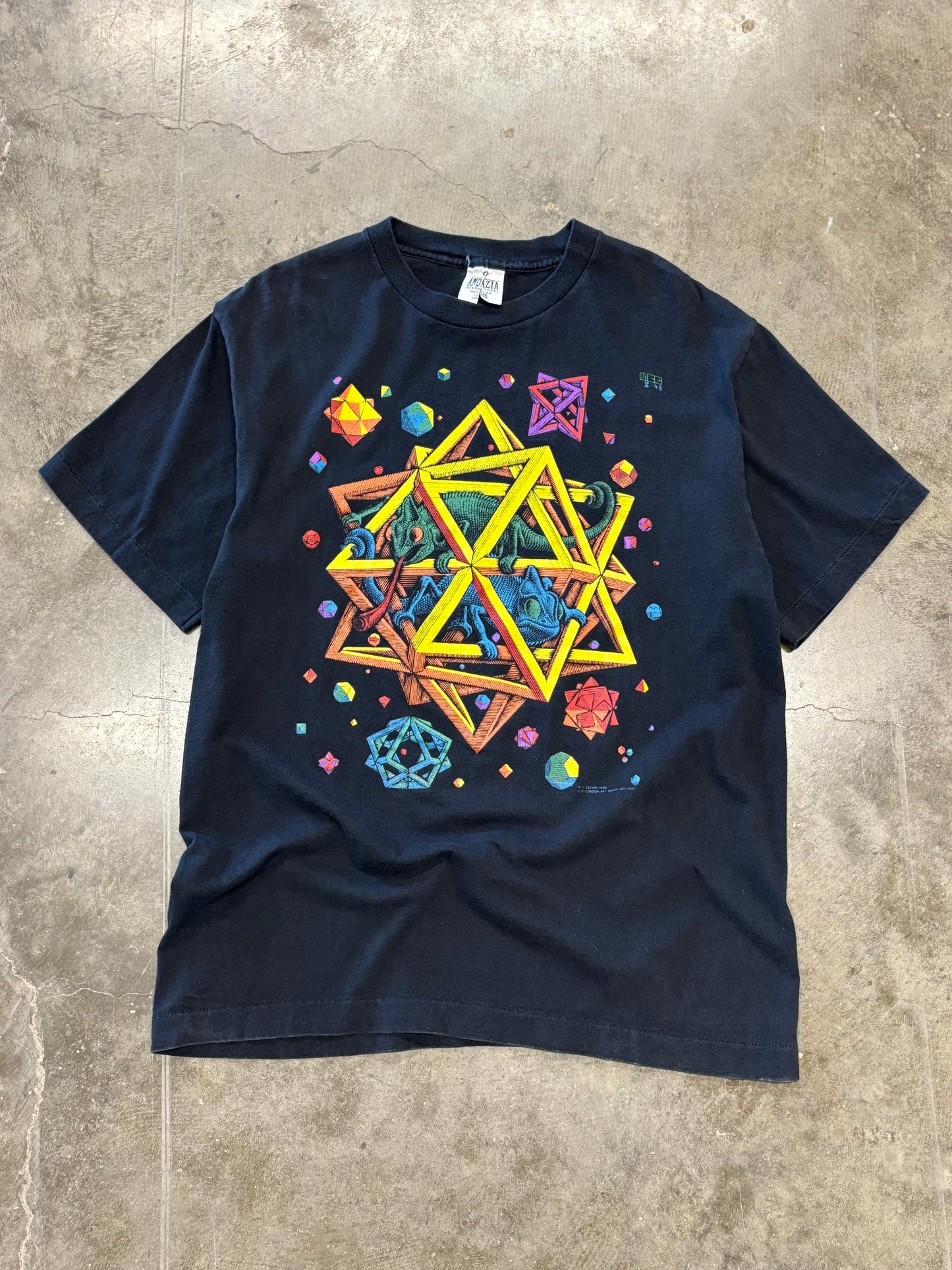 Vintage MC Escher chameleon shirt size large