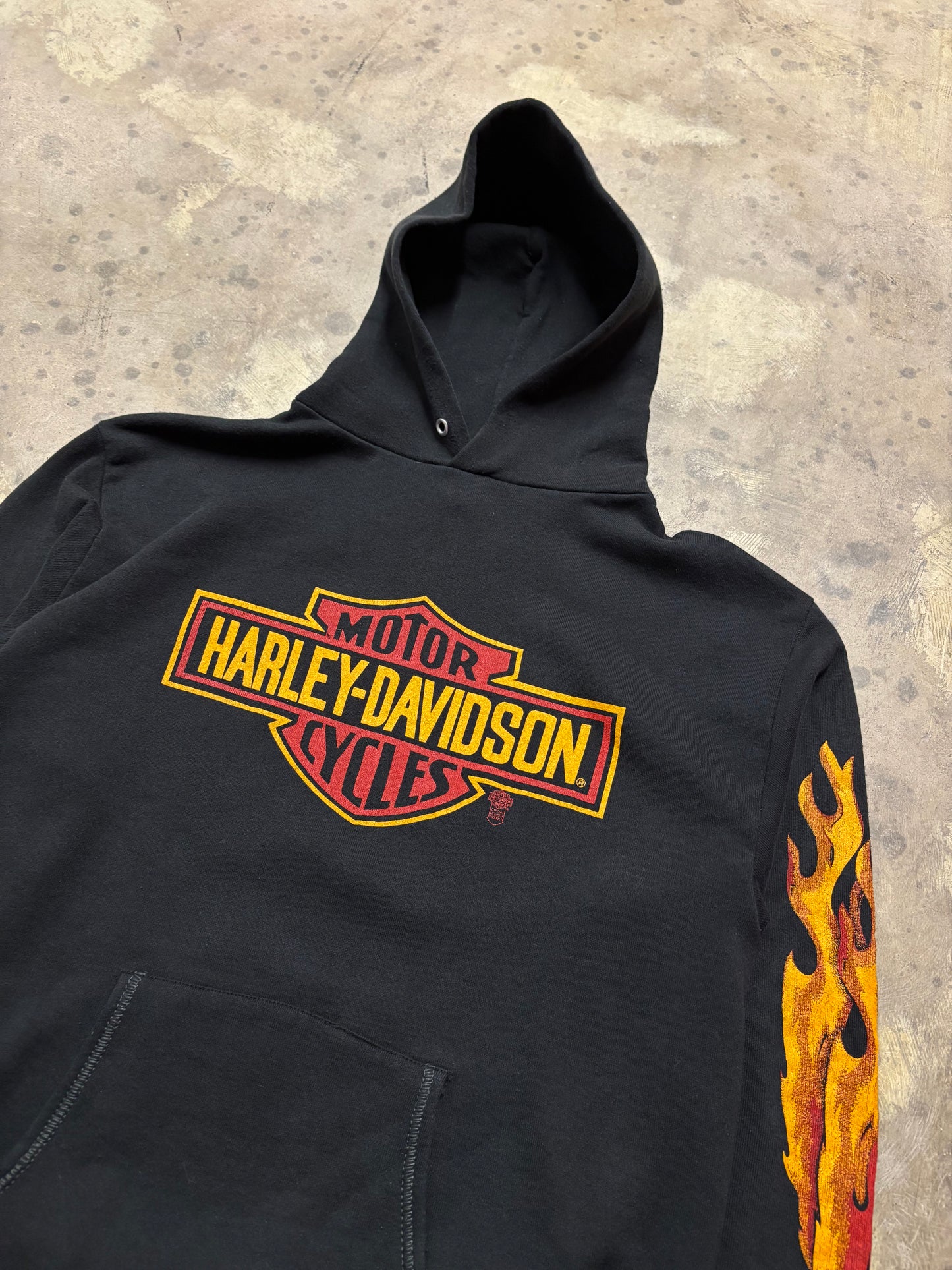 Vintage 80’s Harley Davidson flame sleeve hoodie XL