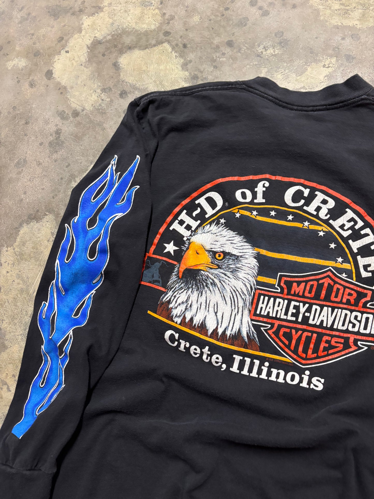 Vintage Harley Davidson Blue Flame long sleeve shirt size large