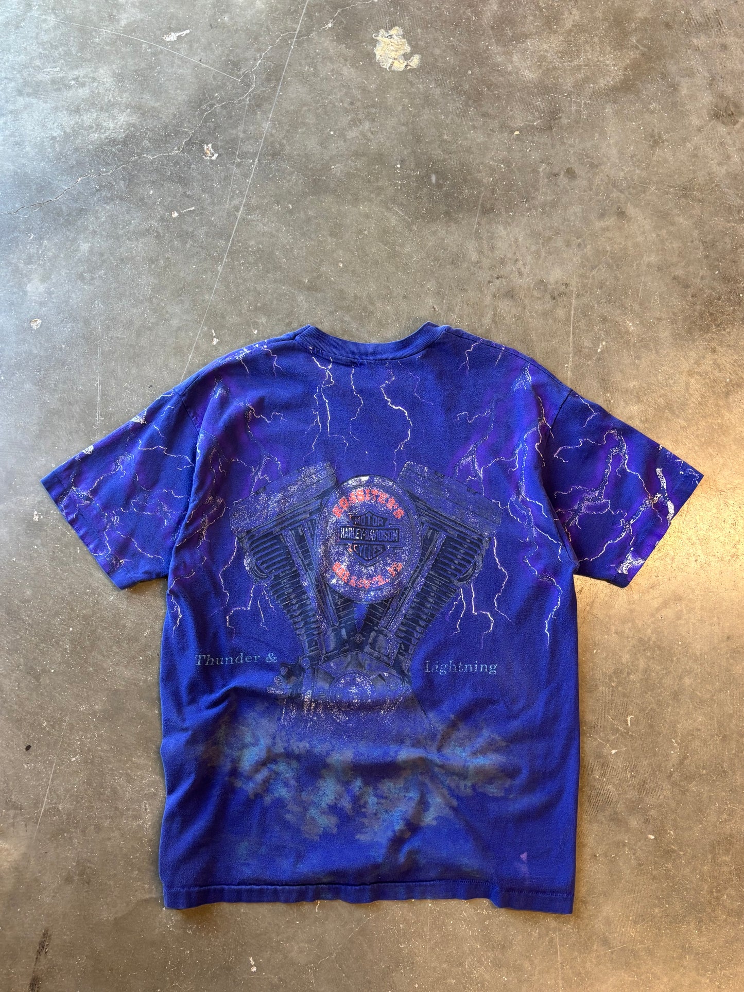 Vintage Harley Davidson Purple Lightning AOP shirt size large