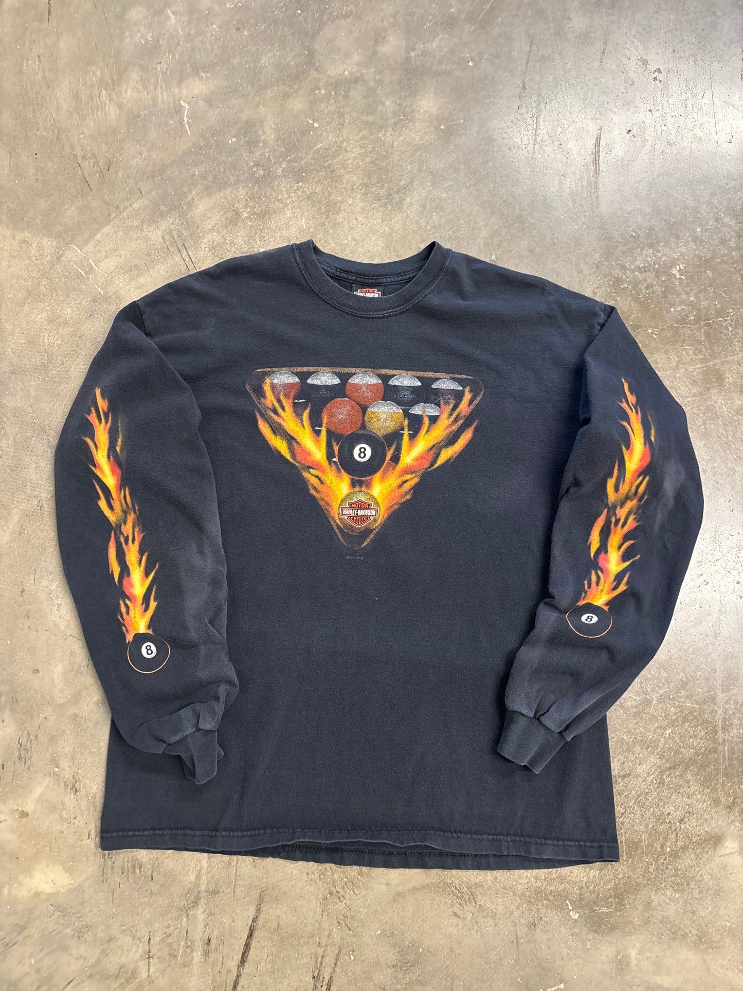 Vintage Harley Davidson Faded out Pool Ball long sleeve size xl