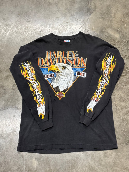 Vintage Harley Davidson flaming Eagle long sleeve size large
