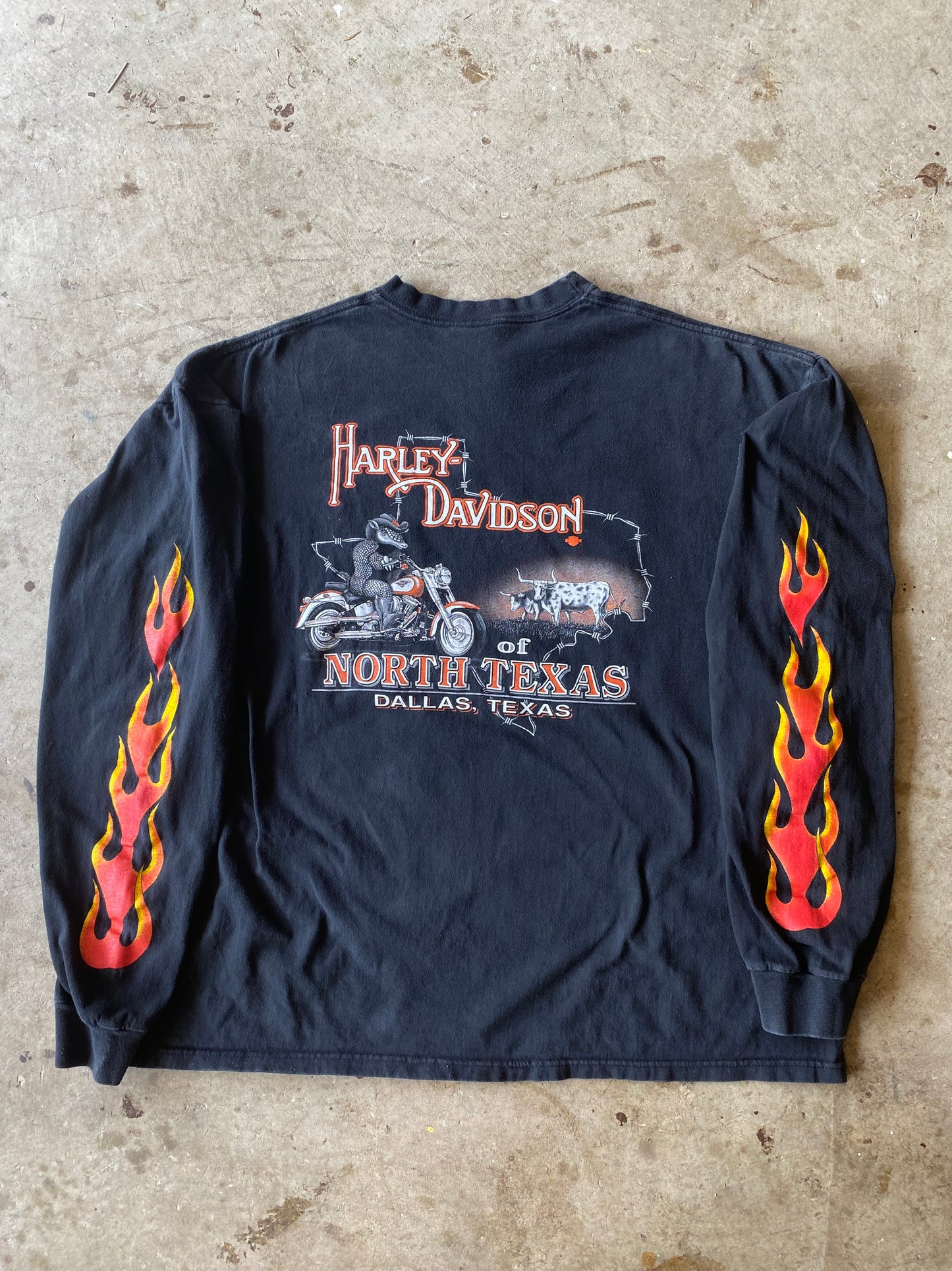 Vintage 90’s Flaming Eagle Harley Davidson Long sleeve size XXL