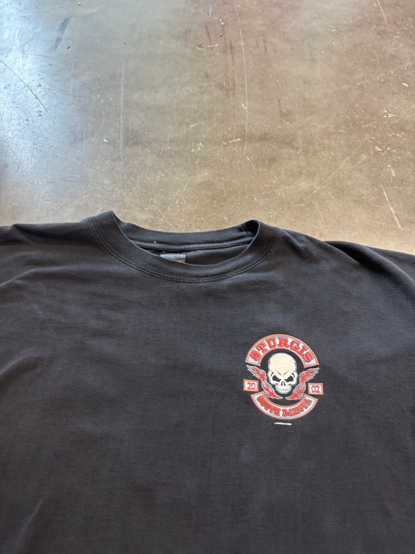 Vintage Biker flaming skull long sleeve size XXL