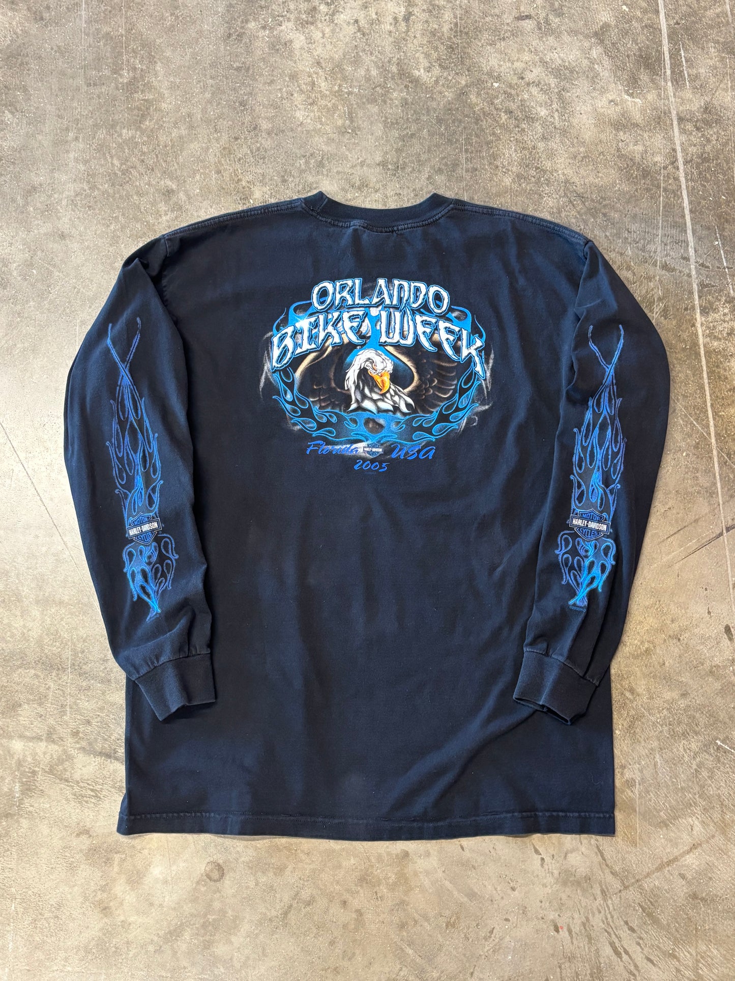 Vintage Harley Davidson Blue Flame long sleeve size extra large