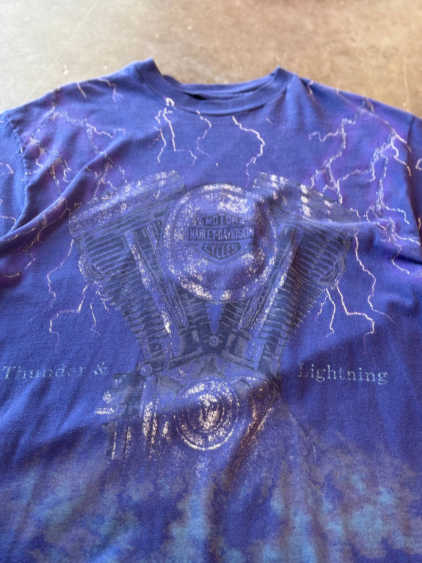 Vintage Harley Davidson Purple Lightning AOP shirt size large