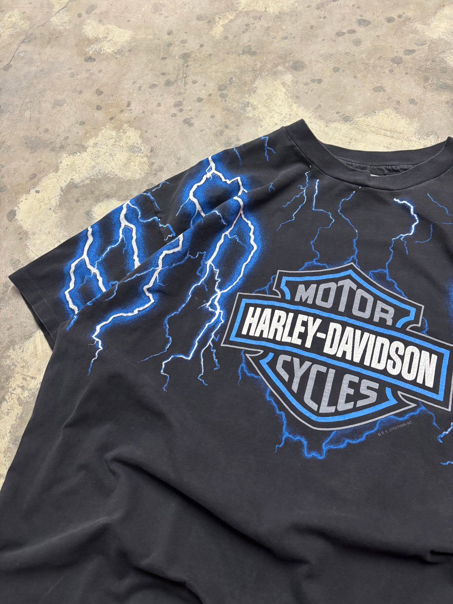 Vintage Harley Davidson Blue Lightning shirt size xxl