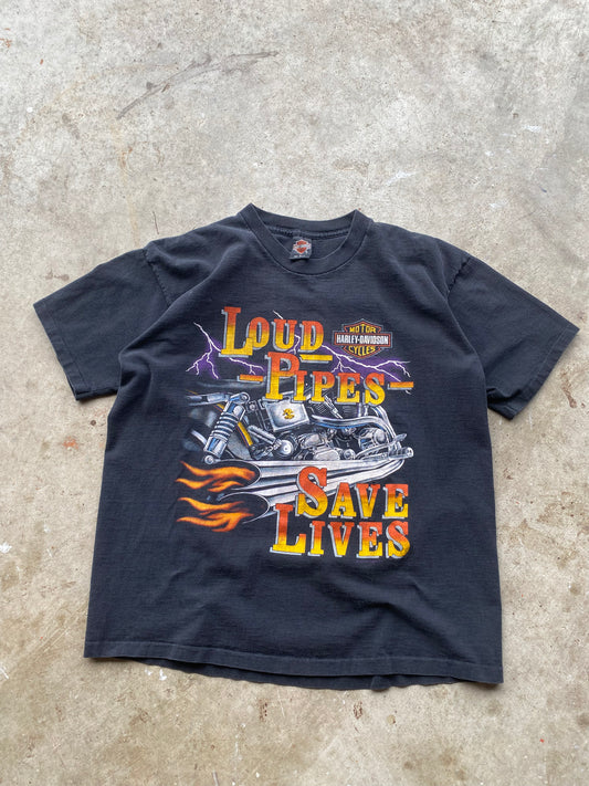 Vintage Harley Davidson Loud Pipes Save lives shirt size large