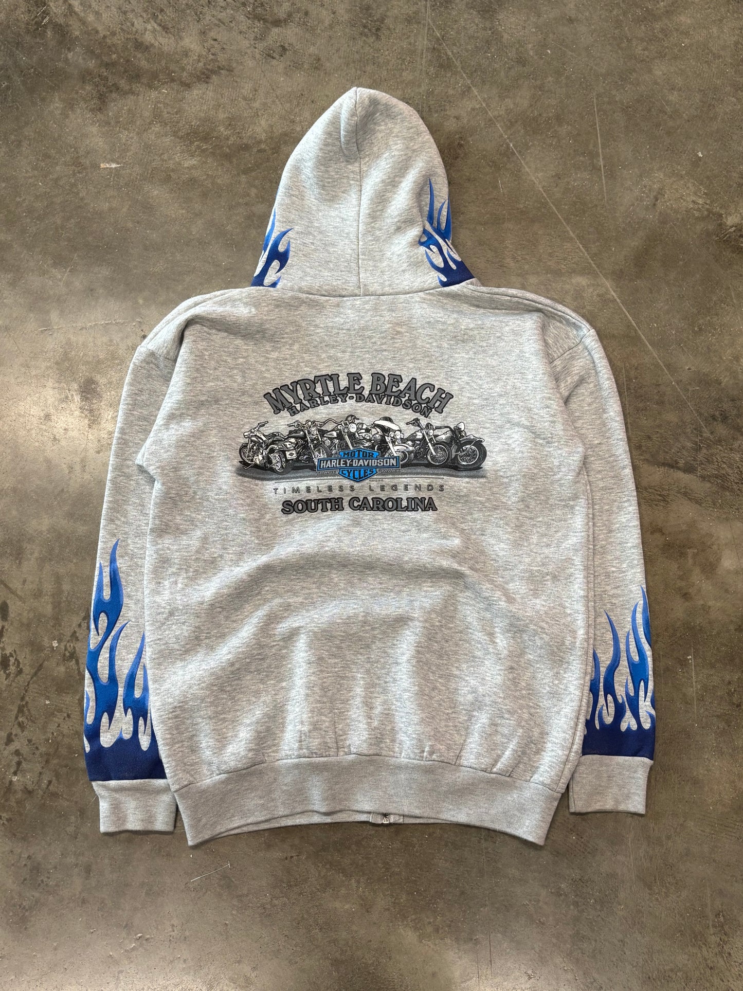 Vintage Harley Davidson blue flame zip up size large