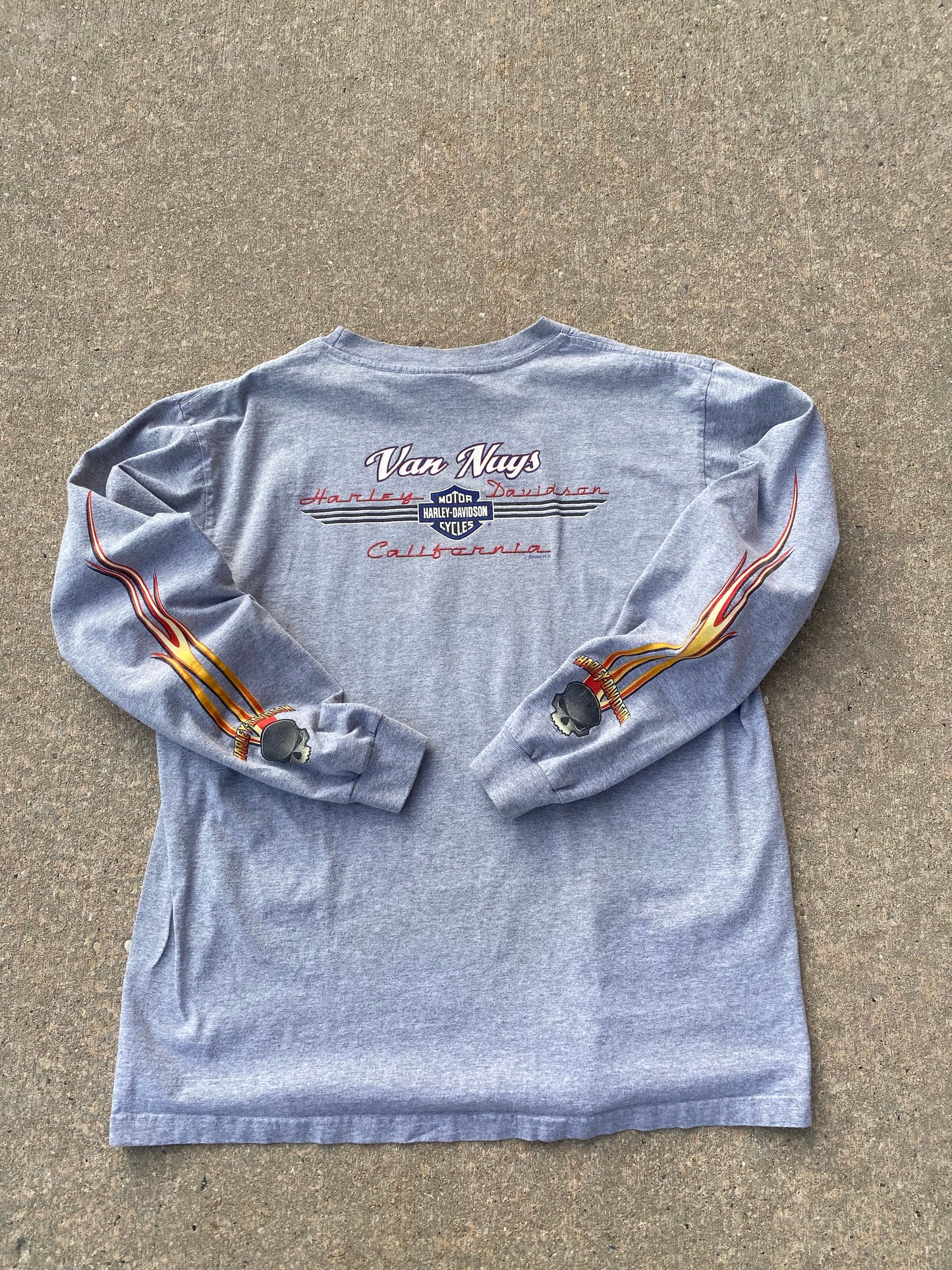 Vintage Harley Davidson Grey Skull long sleeve Size XL