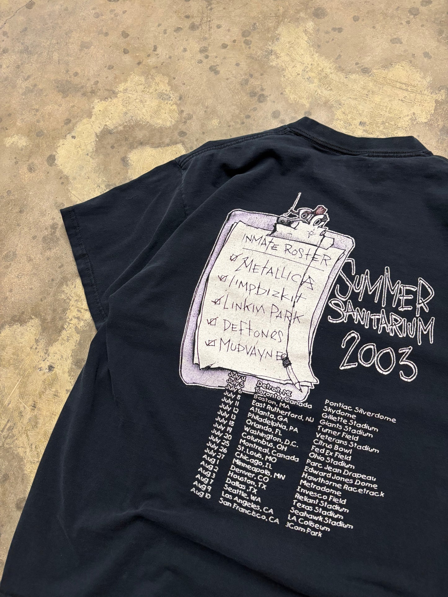 Vintage 2003 Summer Sanitarium  tour shirt size XL