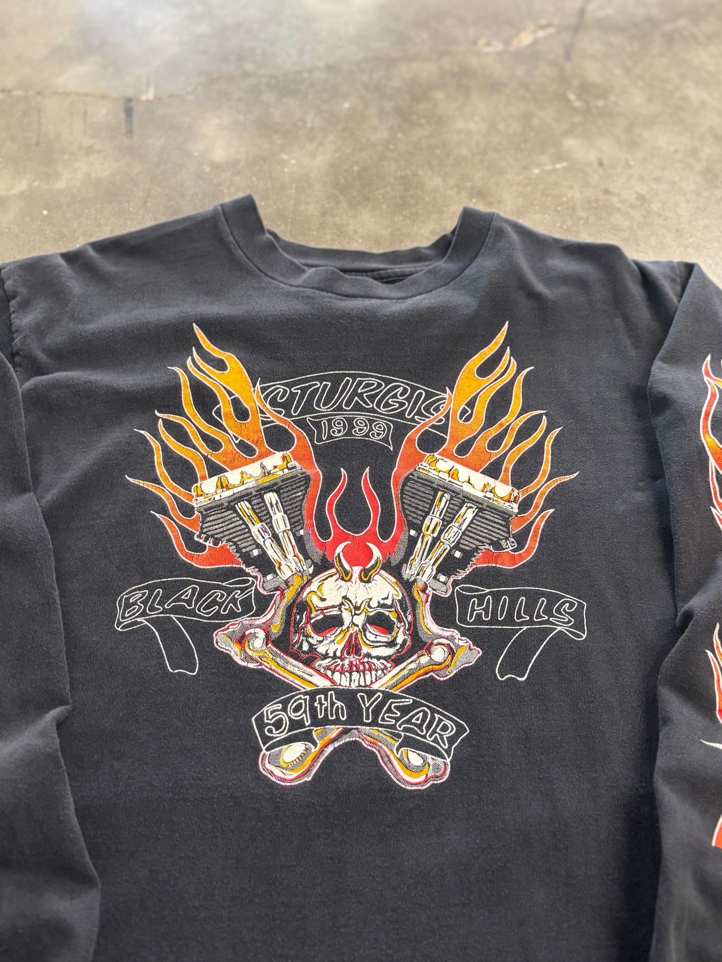 Vintage Bike Week skull flame sleeve size large shirt