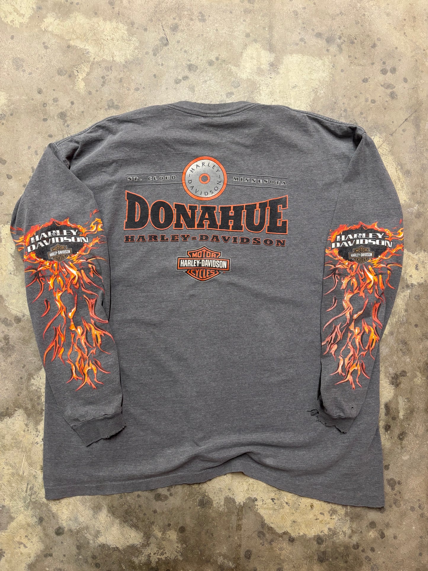 Vintage Harley Davidson thrashed sunburst long sleeve size xxl