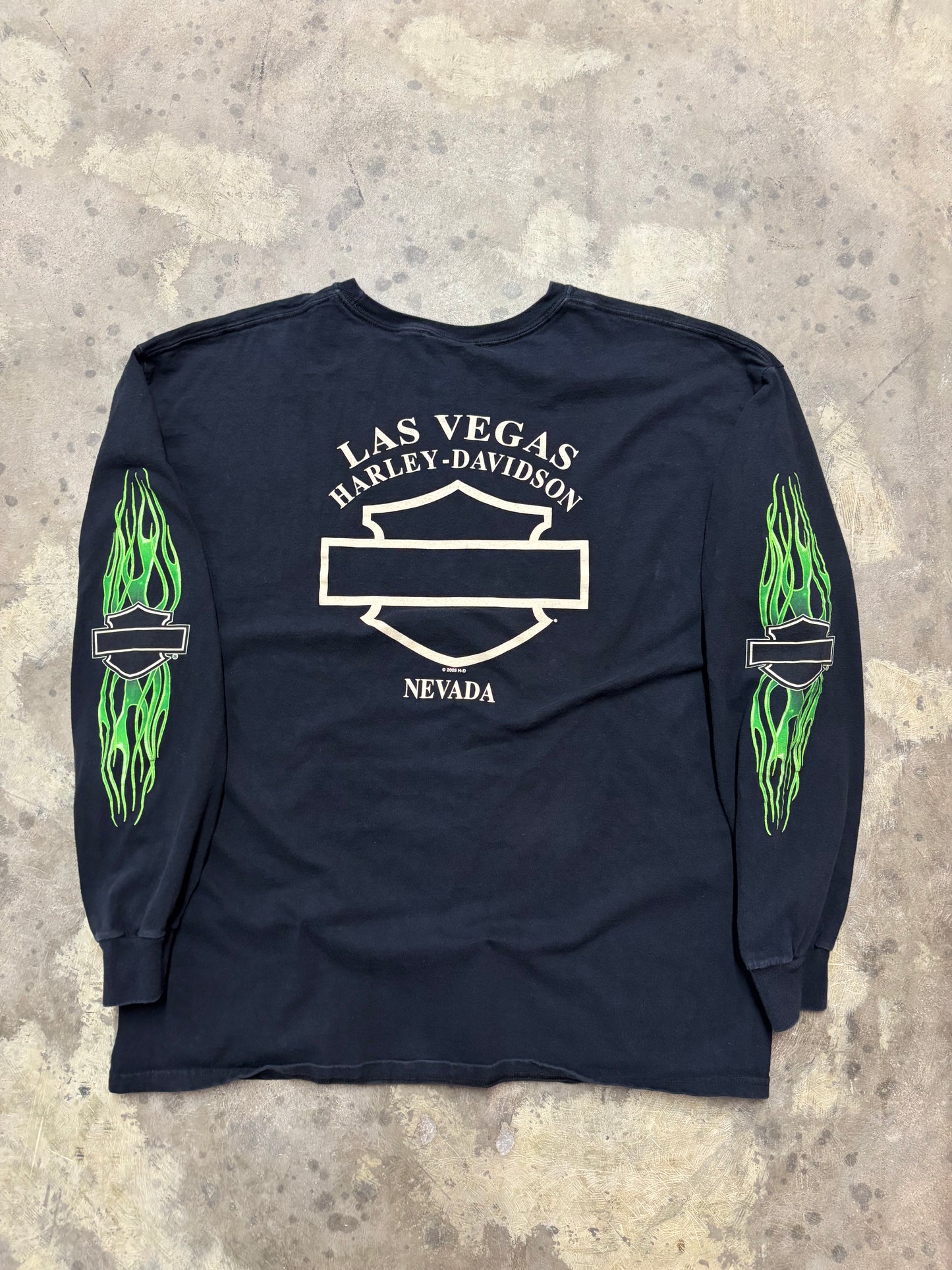 Vintage Harley Davidson Green Flame shirt size extra large long sleeve