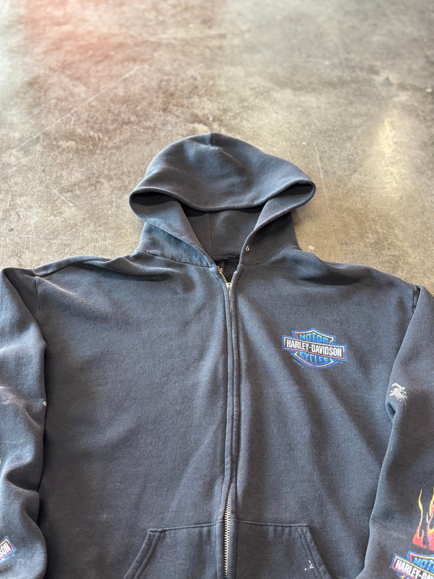 Vintage Harley Davidson thrashed zip up hoodie size large