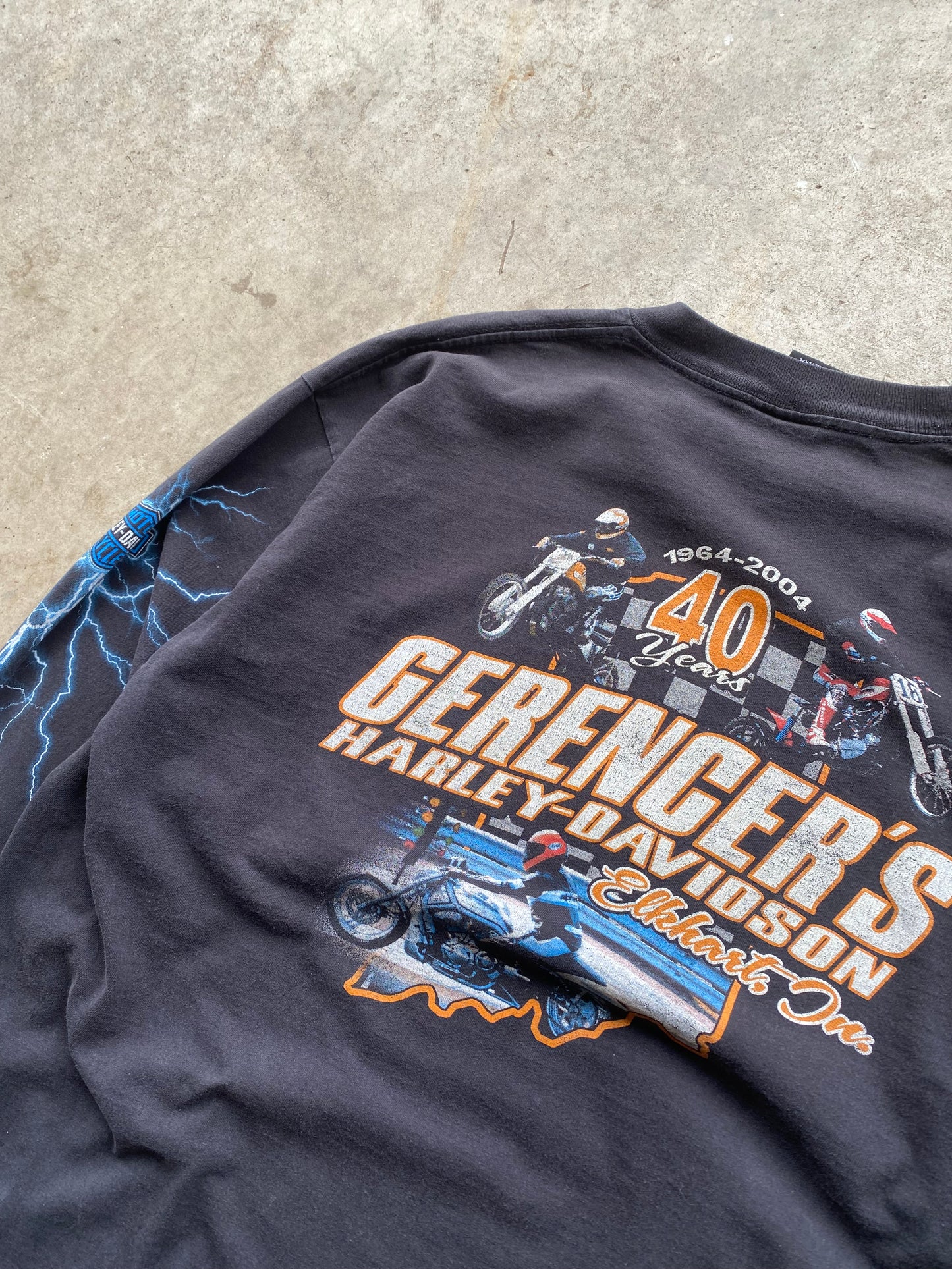 Vintage Harley Davidson Blue Lightning long sleeve shirt size extra large