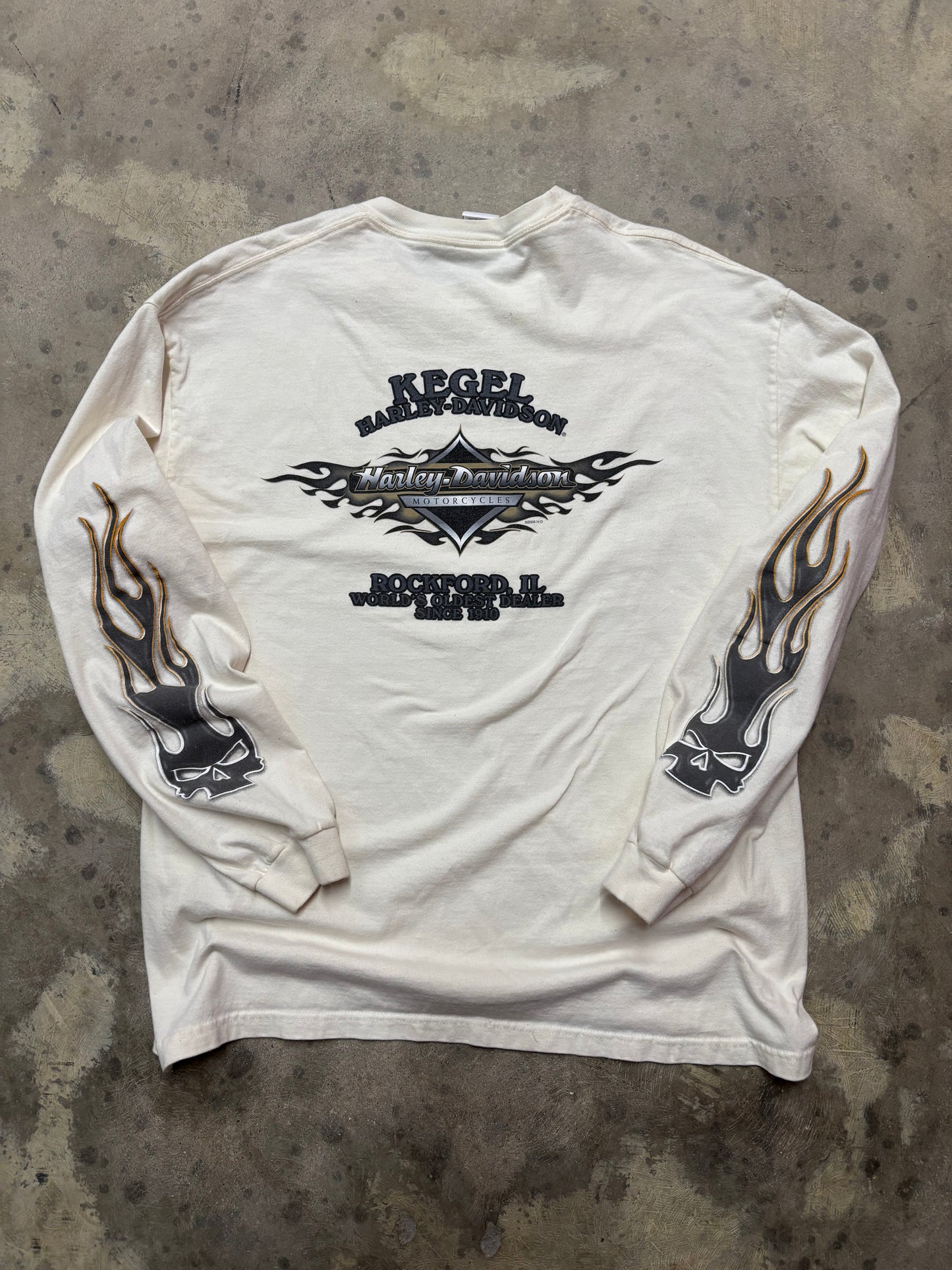 Vintage Harley Davidson grey and yellow long sleeve size xl