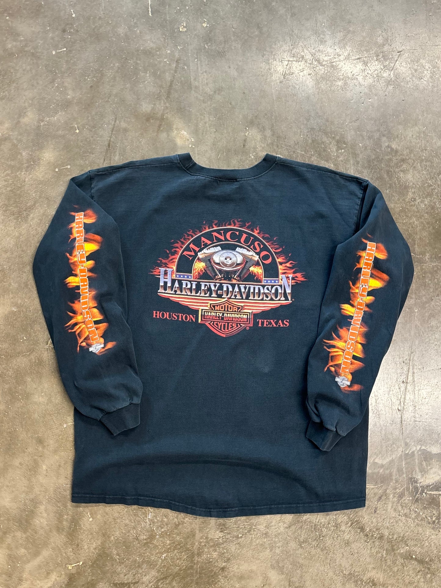 Vintage Harley Davidson Flame ball long sleeve size xl