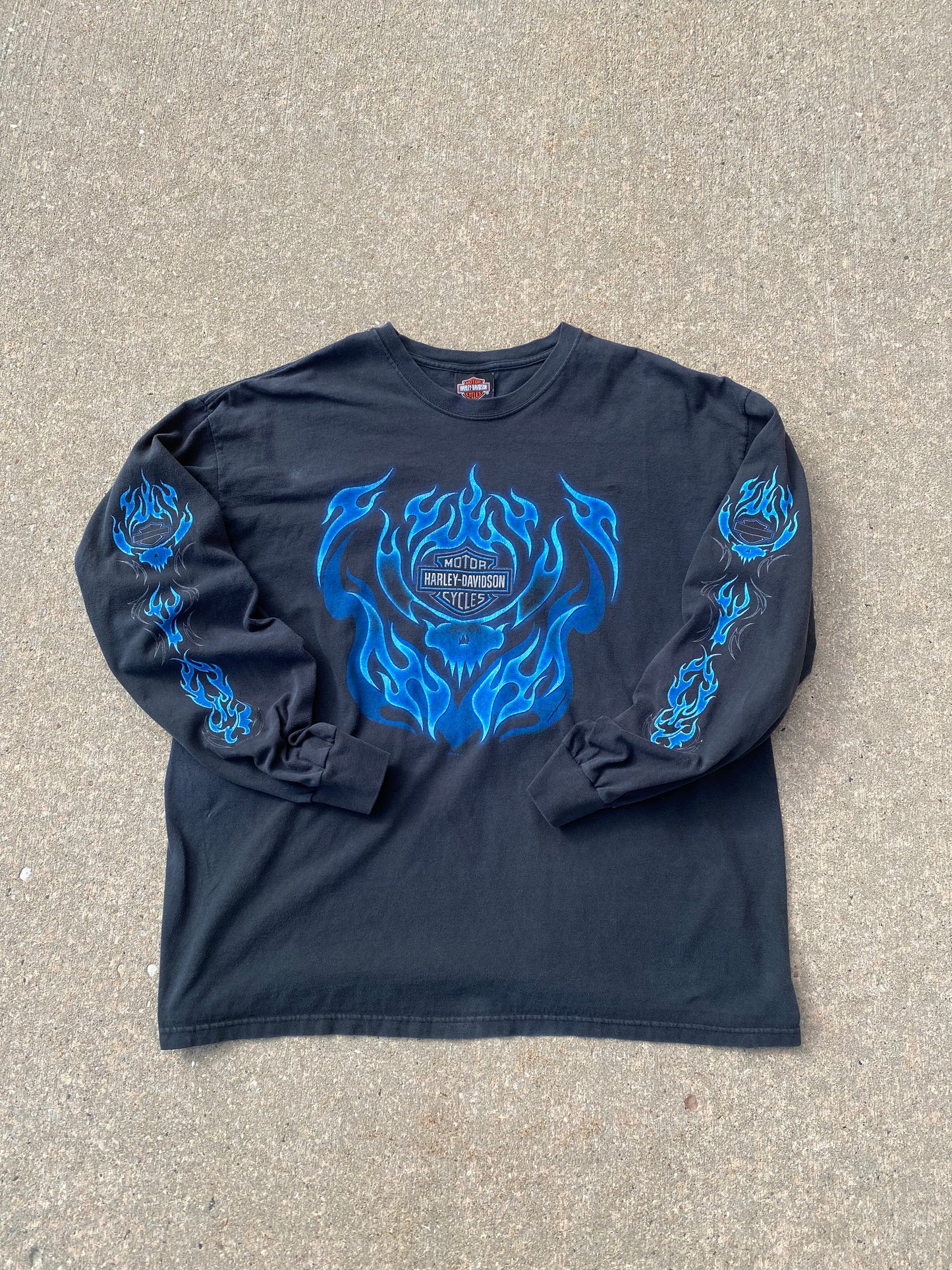 Vintage Harley Davidson blue flame skull Size XL