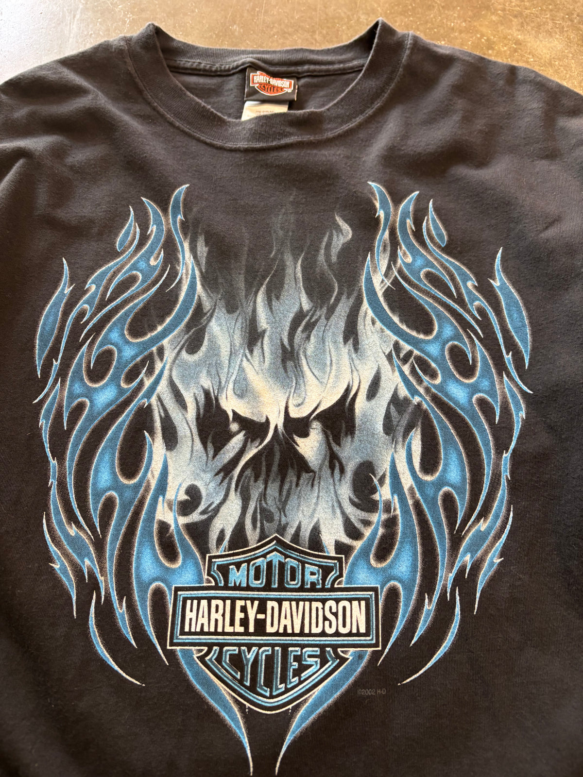 Vintage Harley Davidson blue flame shirt size large