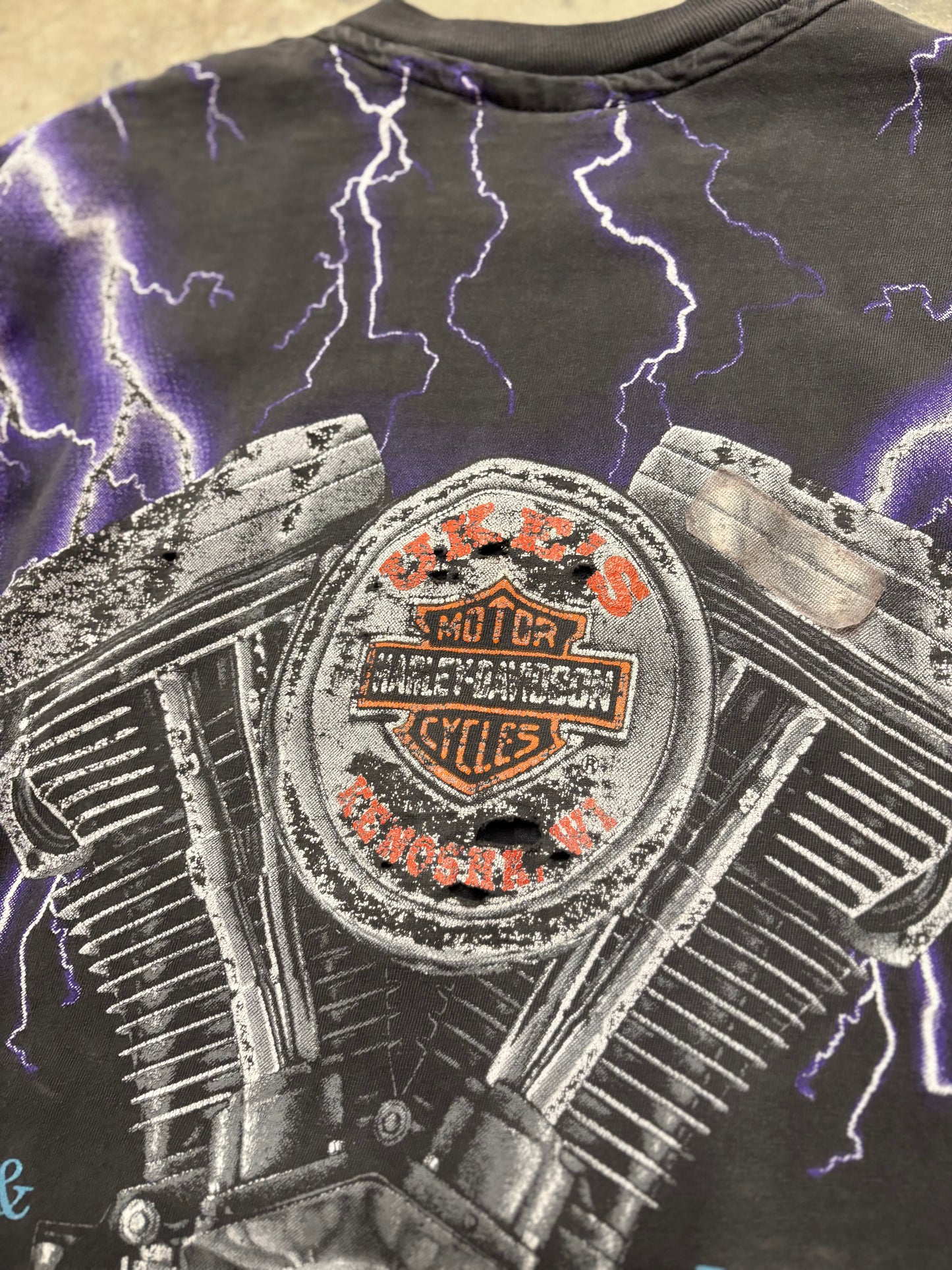 Vintage Harley Davidson purple lightening AOP shirt size XL