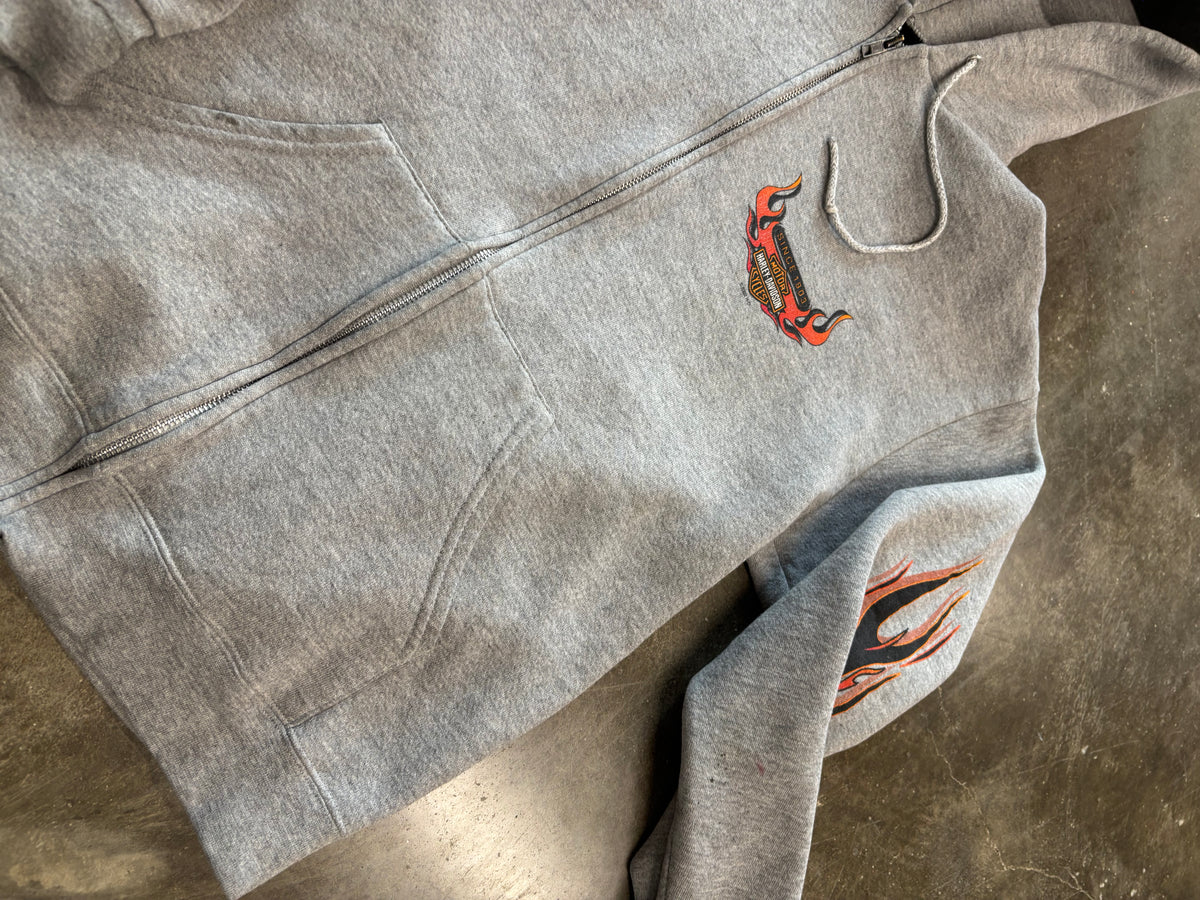 Vintage Harley Davidson flame zip up hoodie size medium