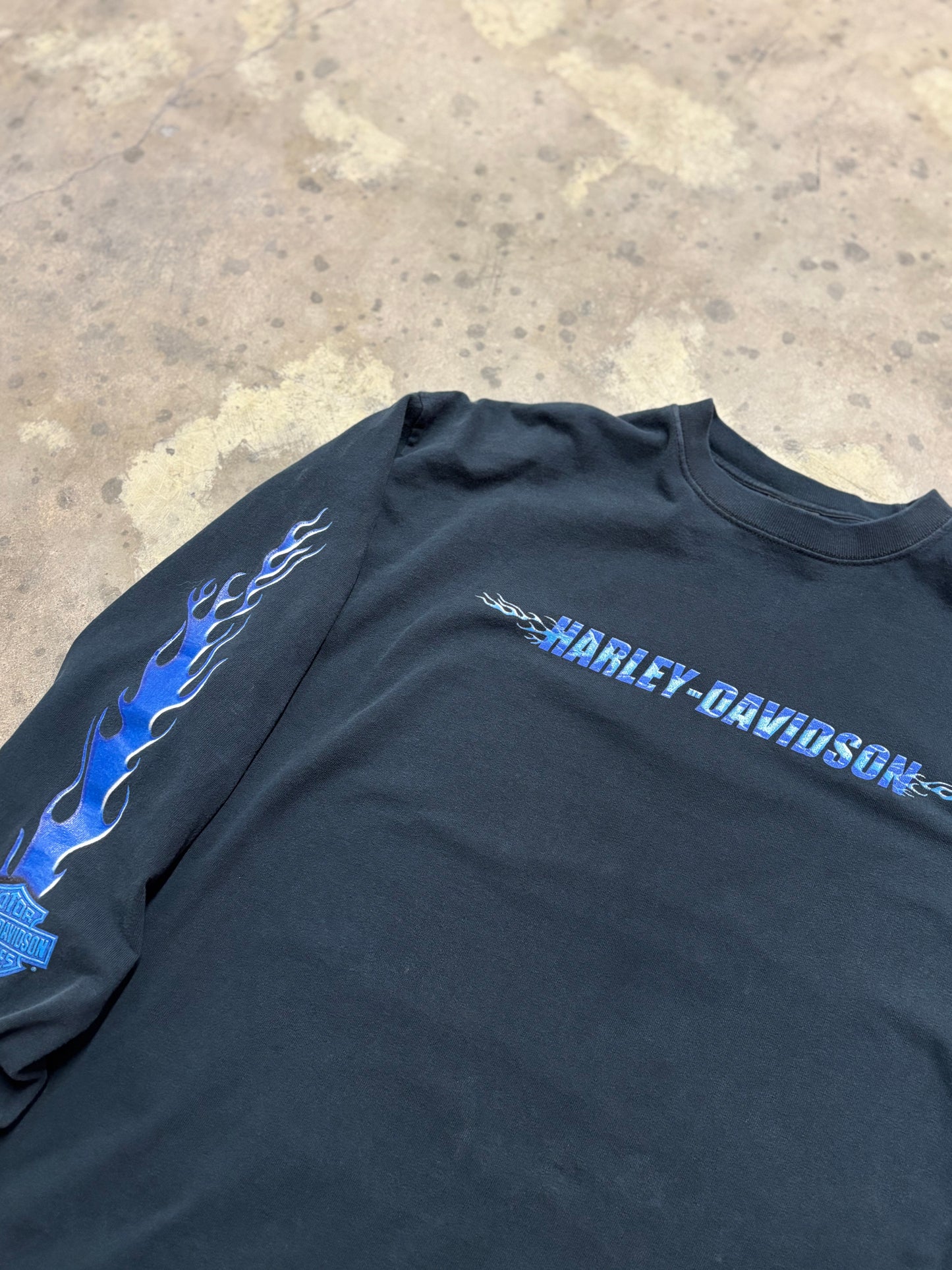 Vintage Harley Davison Blue Flame long sleeve size xxl