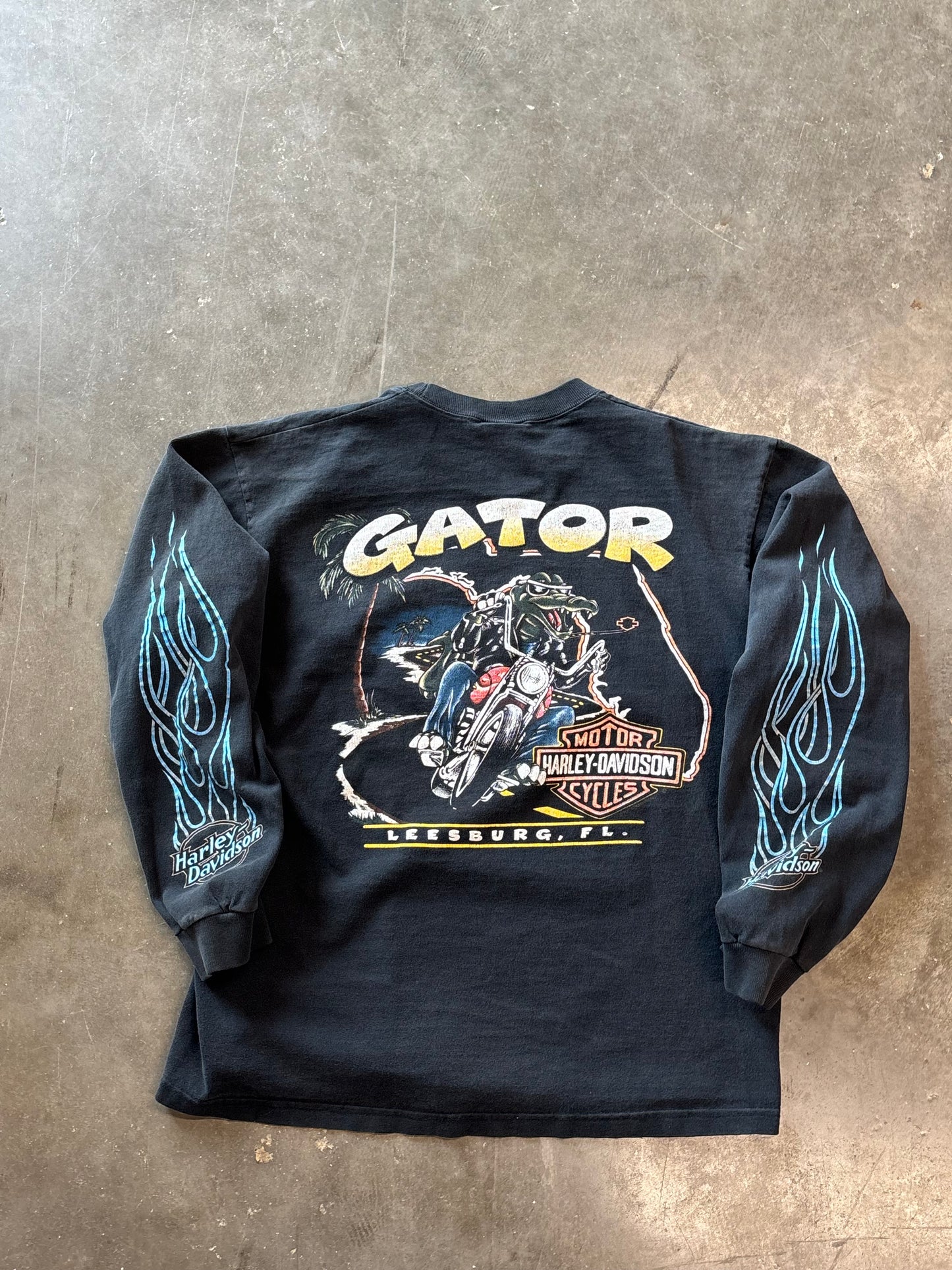 Vintage Harley Davidson blue flame long sleeve size medium
