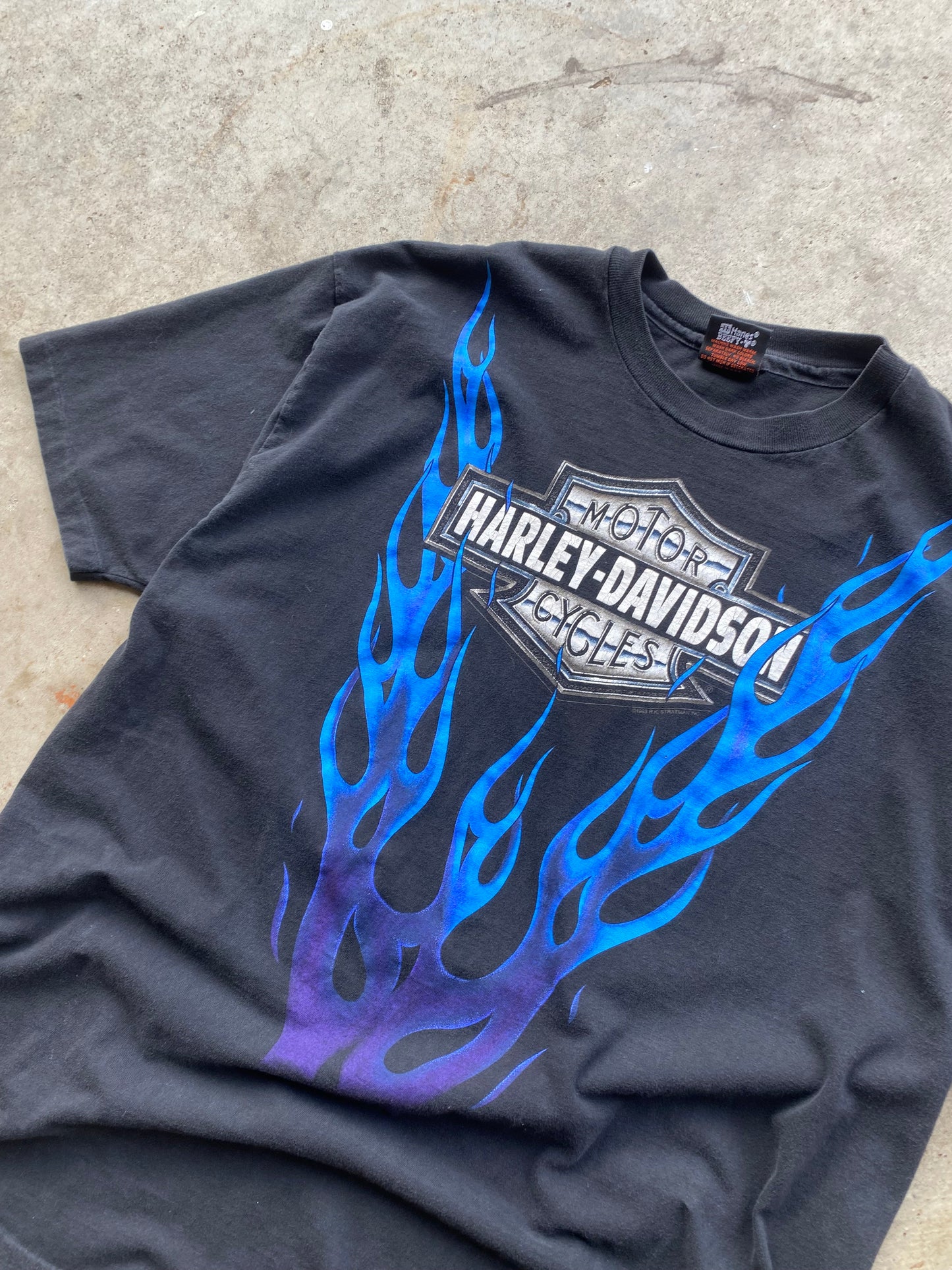 Vintage Harley Davidson Rising blue flame shirt size XXL