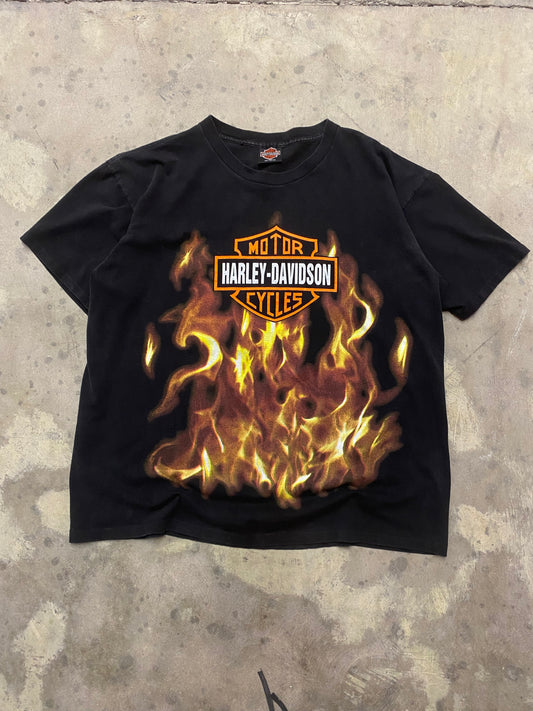Vintage Harley Davidson Rising Orange Flame shirt Size Extra large