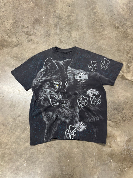 Vintage Harley Davidson Wolf AOP shirt size large