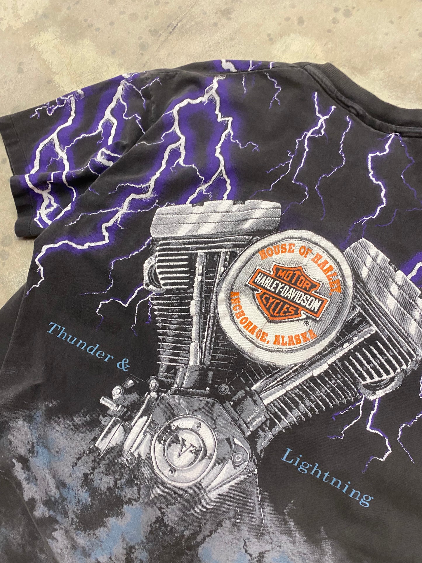 Vintage Harley Davidson Lightning purple AOP size extra large