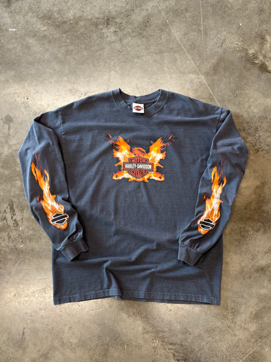 Harley Davidson Eagle flame long sleeve size XL