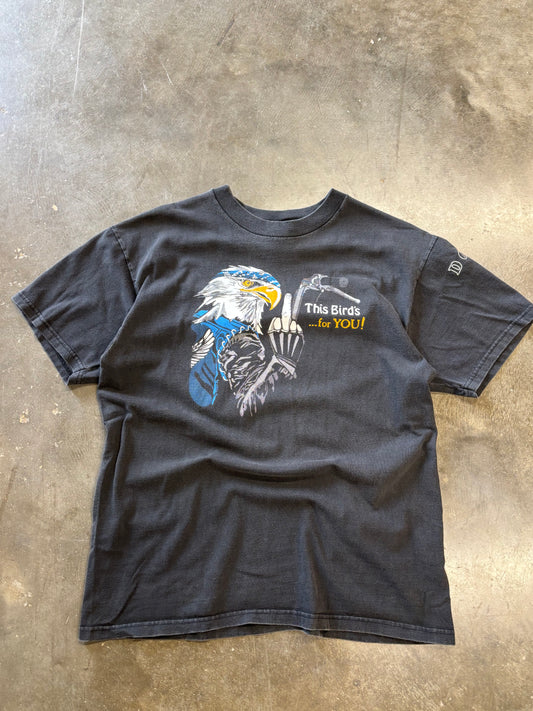 Vintage This birds for you biker shirt size large