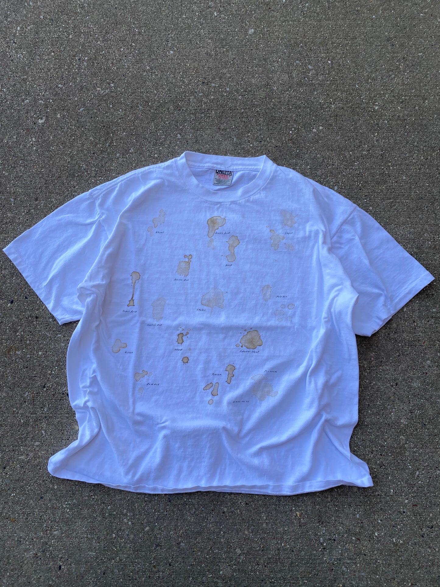 Vintage 90’s Beer stain art shirt Size XL