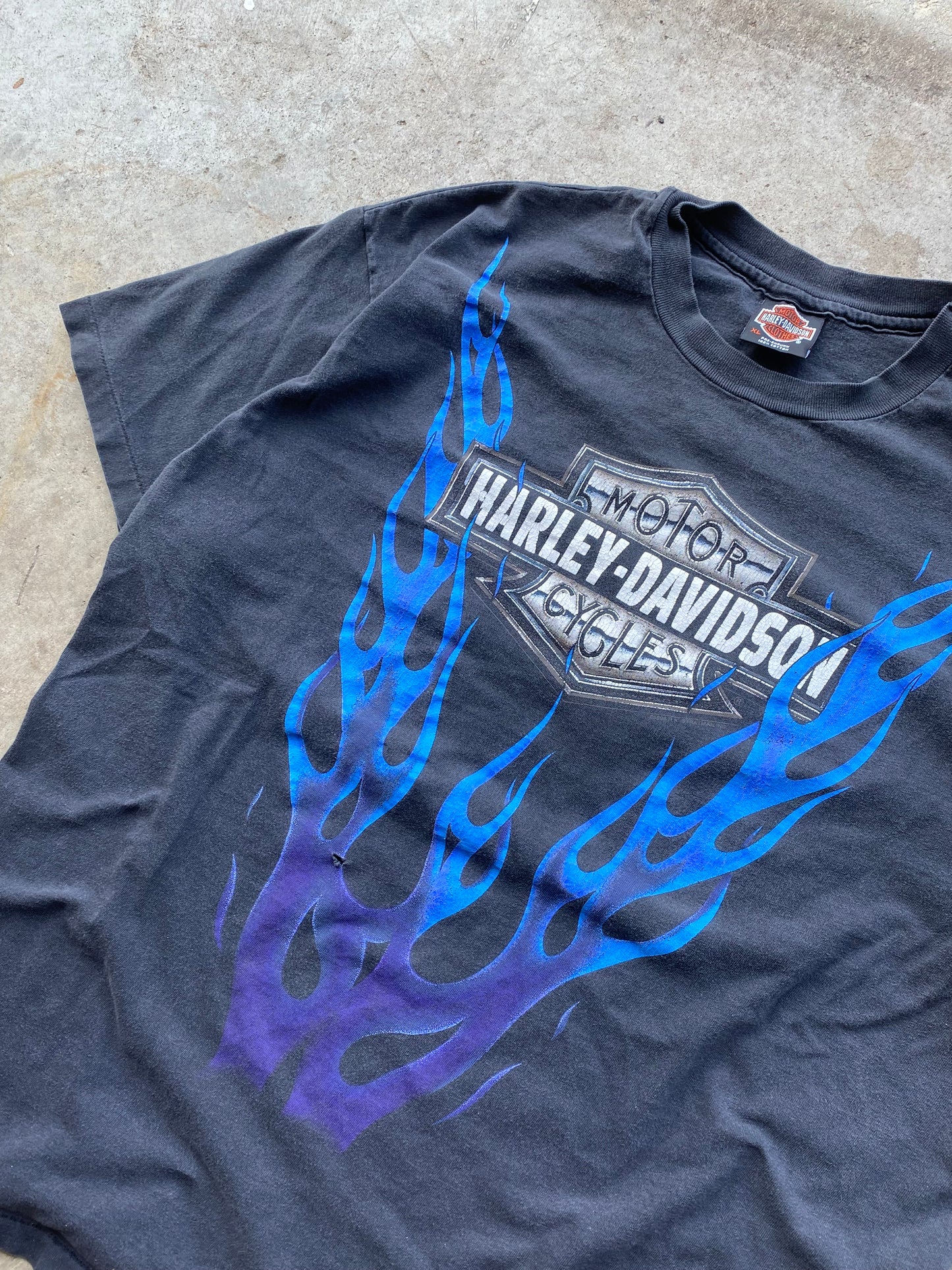 Vintage Harley Davidson Blue Flame Size XL