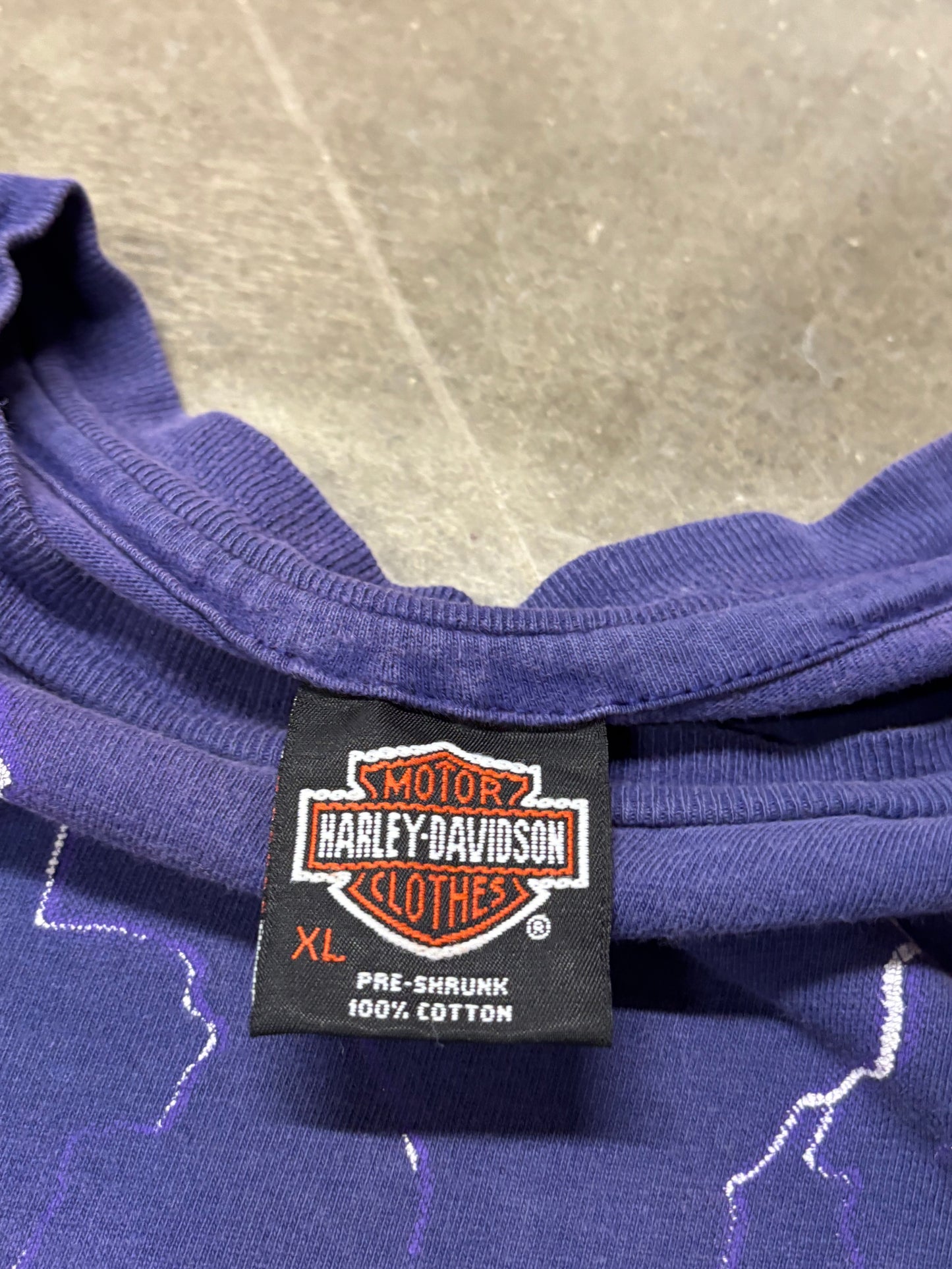 Vintage Harley Davidson Purple Lightning AOP shirt size xl