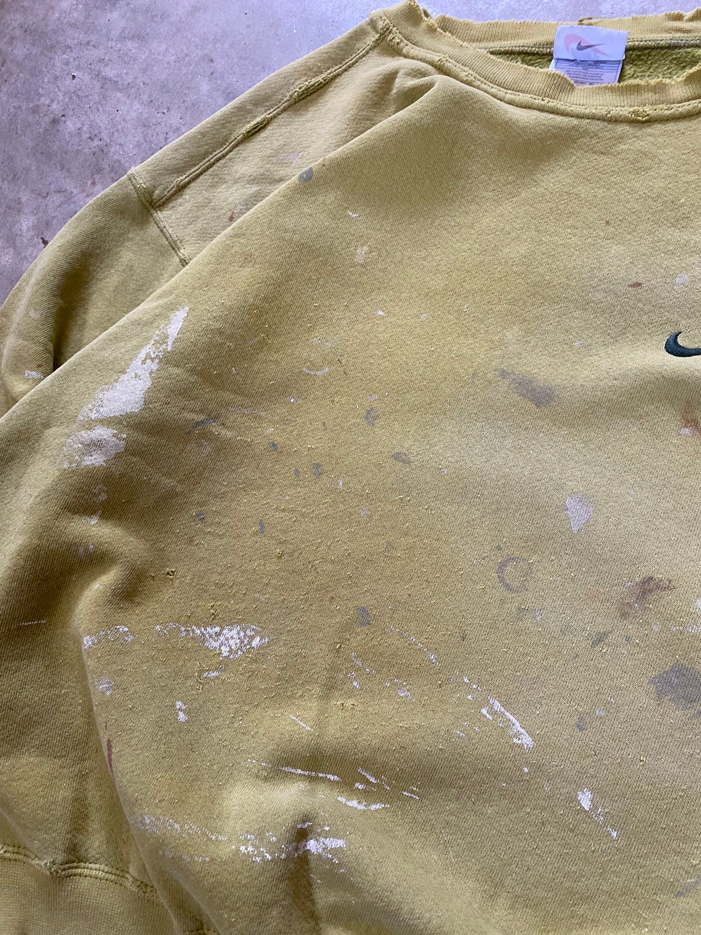 Vintage Thrashed Paint Splattered Nike Earth Tone Sweatshirt Size Large