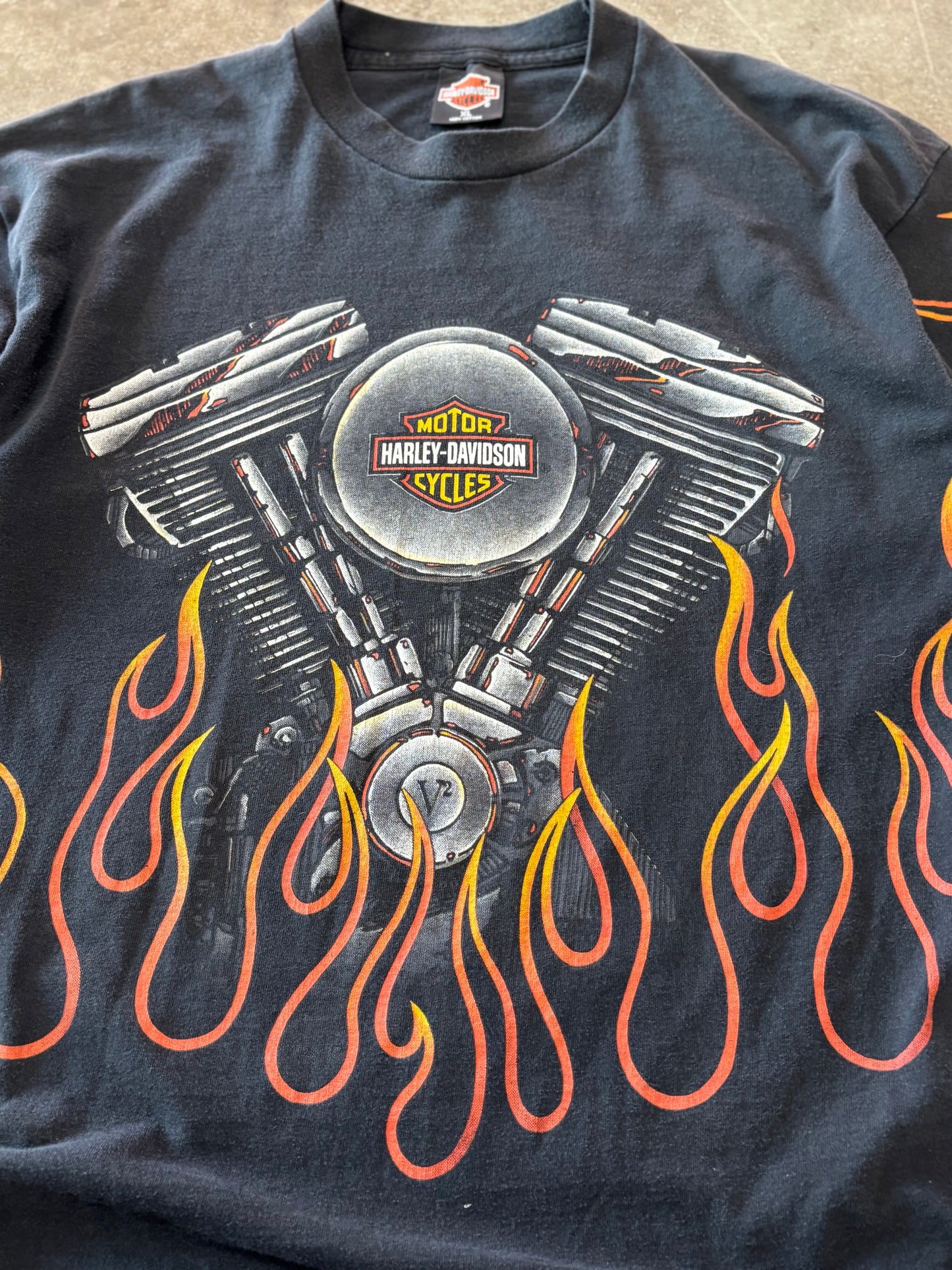 Vintage Harley Davidson Flame AOP shirt size xl