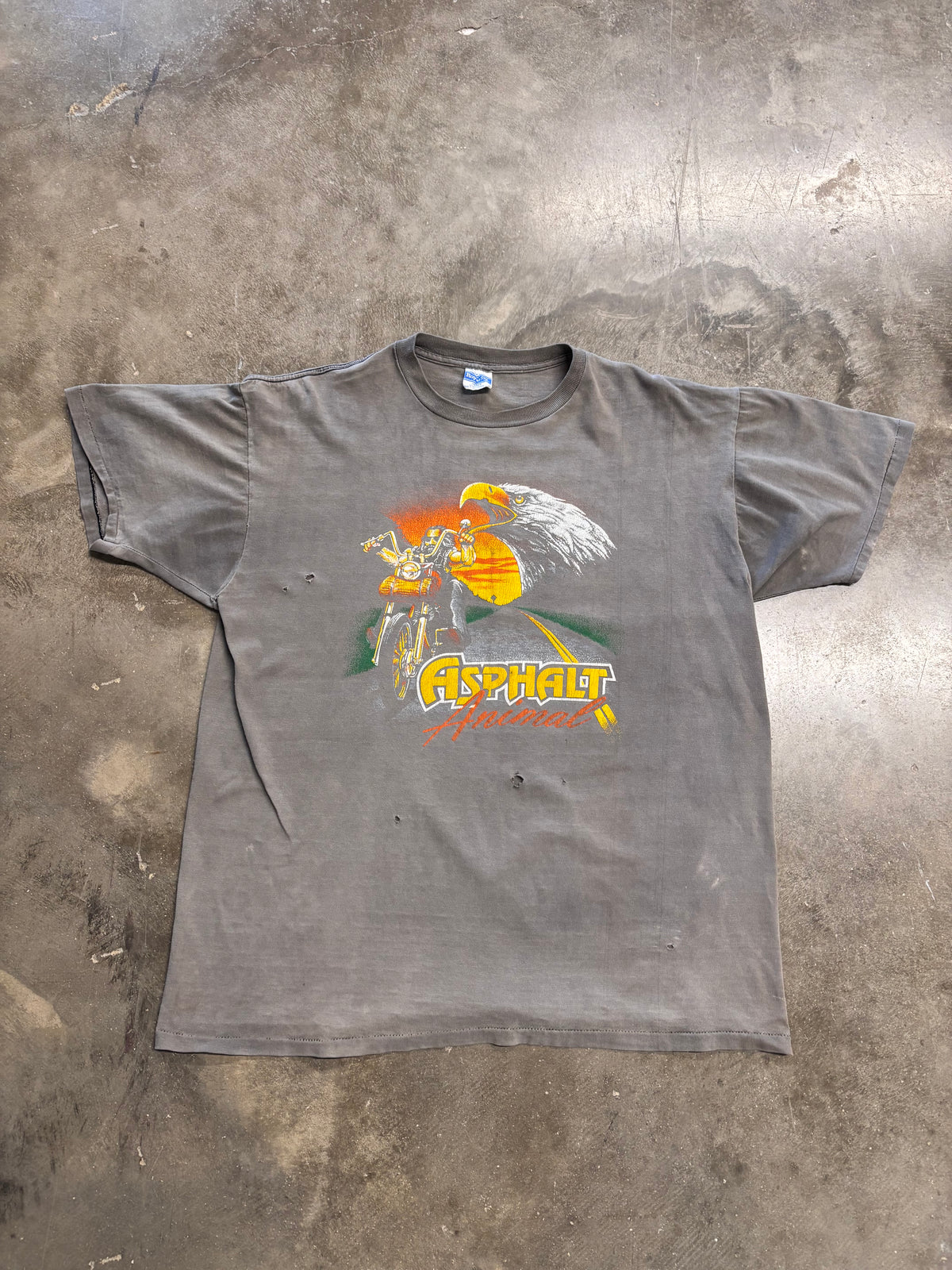 Vintage faded and thrashed 80’s biker shirt size extra large