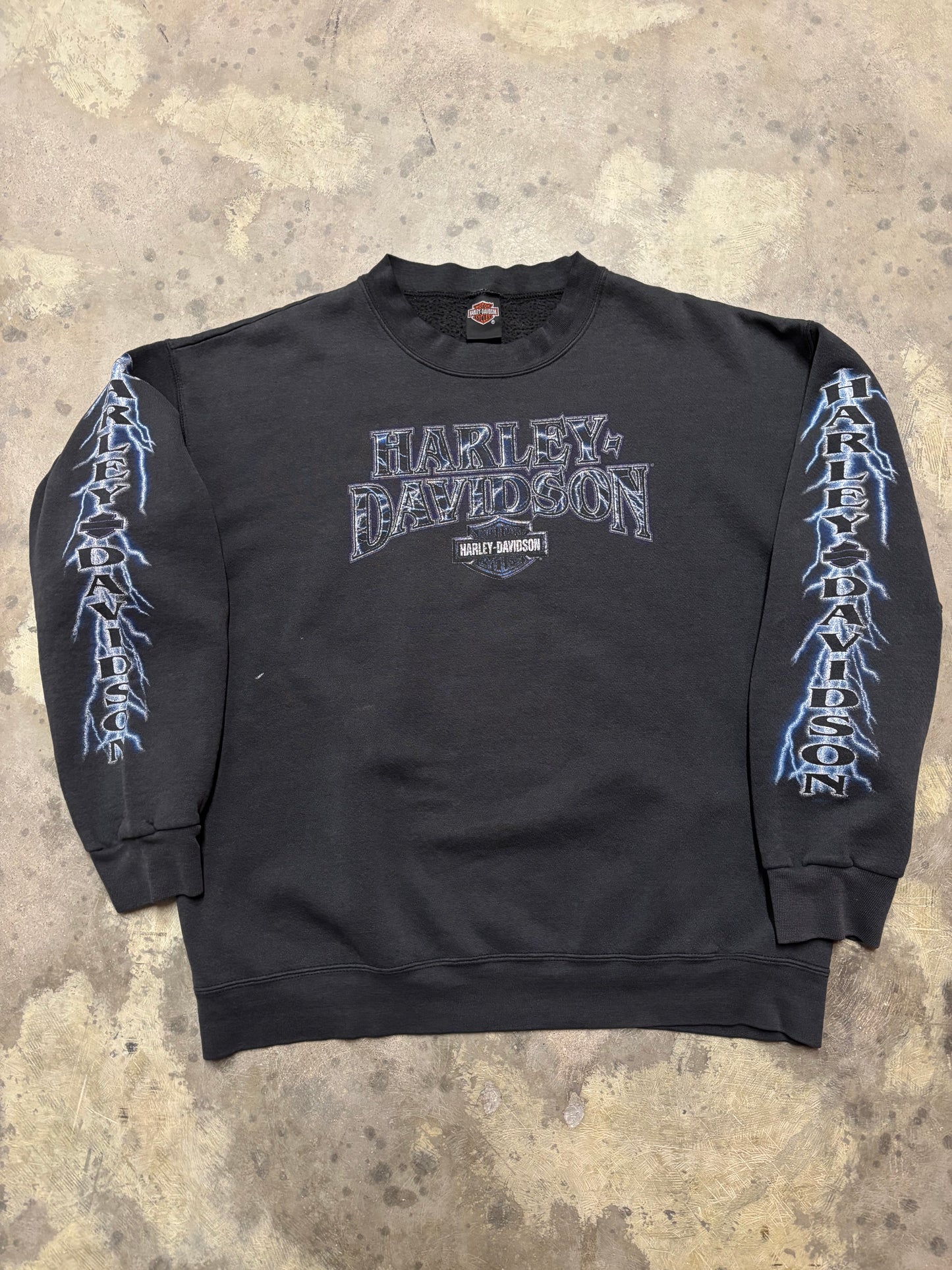 Vintage Harley Davidson blue lightening Crewneck size large