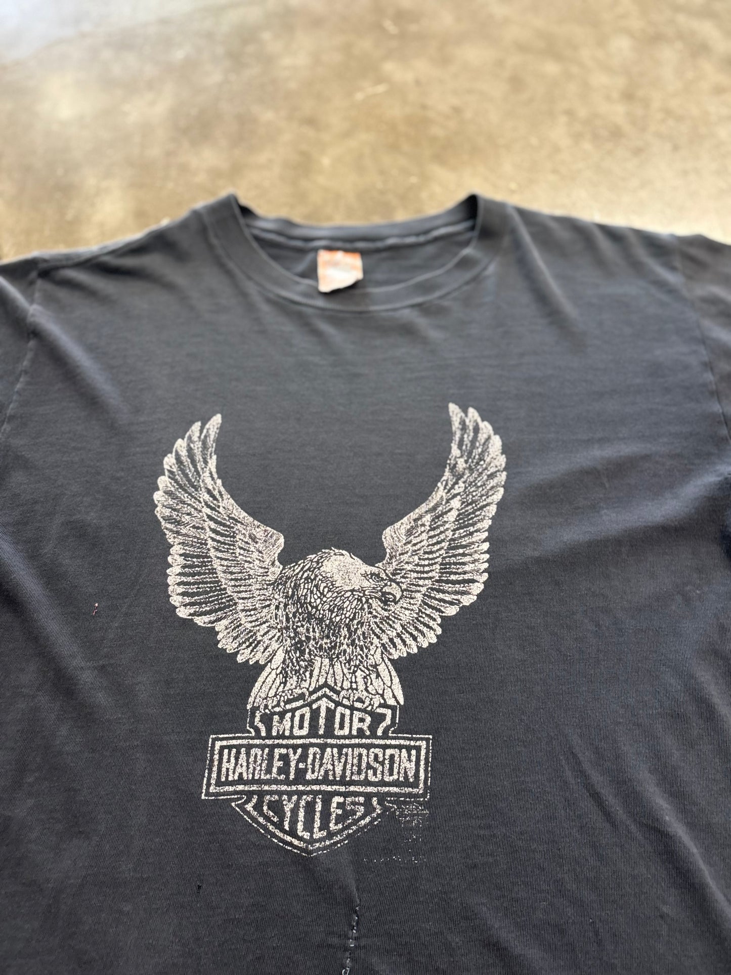 Vintage Early 80’s Harley Davidson Thrashed and Faded Eagle shirt size XL